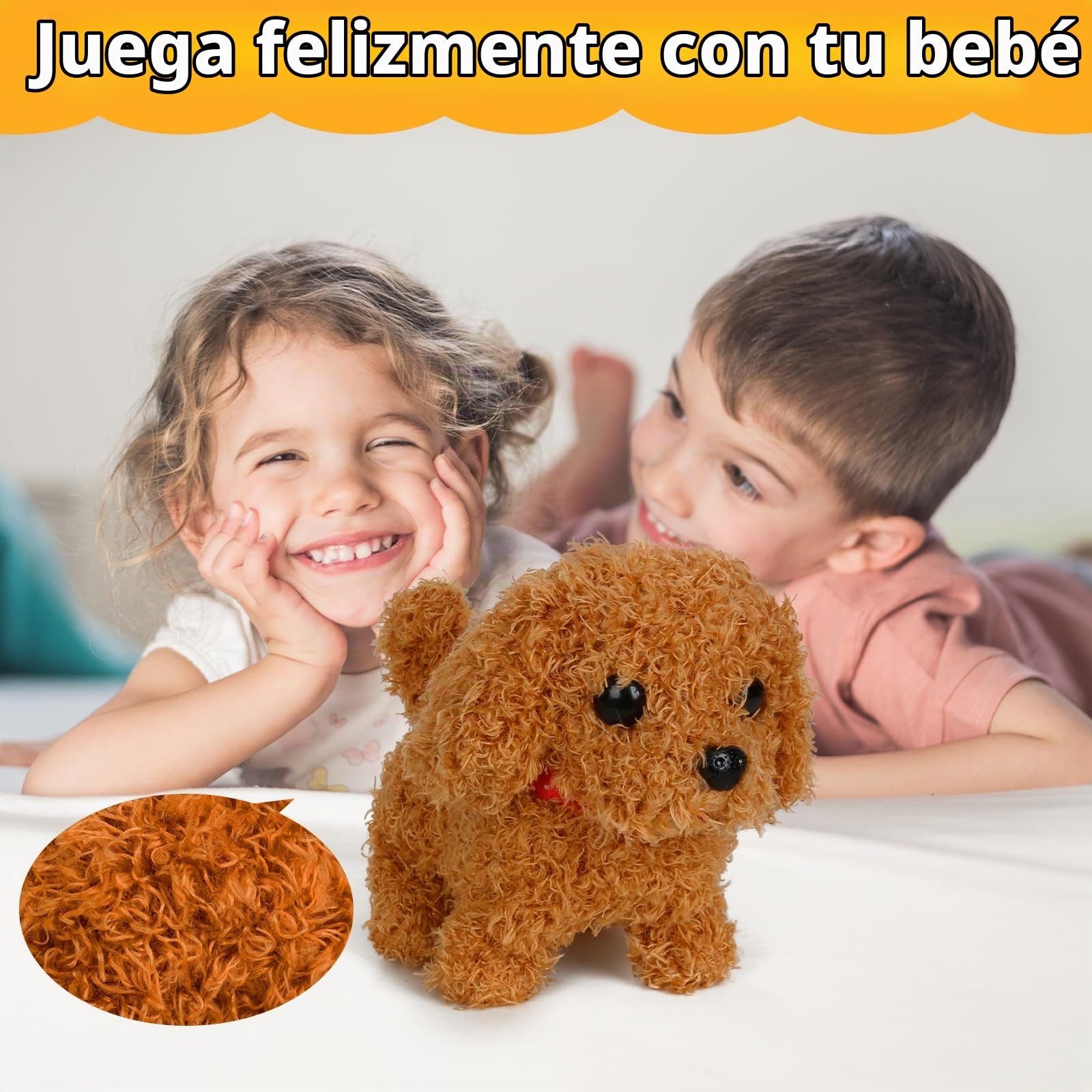 Perro Robot Interactivo, 2X Perrito Electrónico Realista Que Camina y Ladra - Juguete de Peluche con Movimiento y Sonido - Regalo para Niños y Niñas de 2 3 4 5 6 7 Años