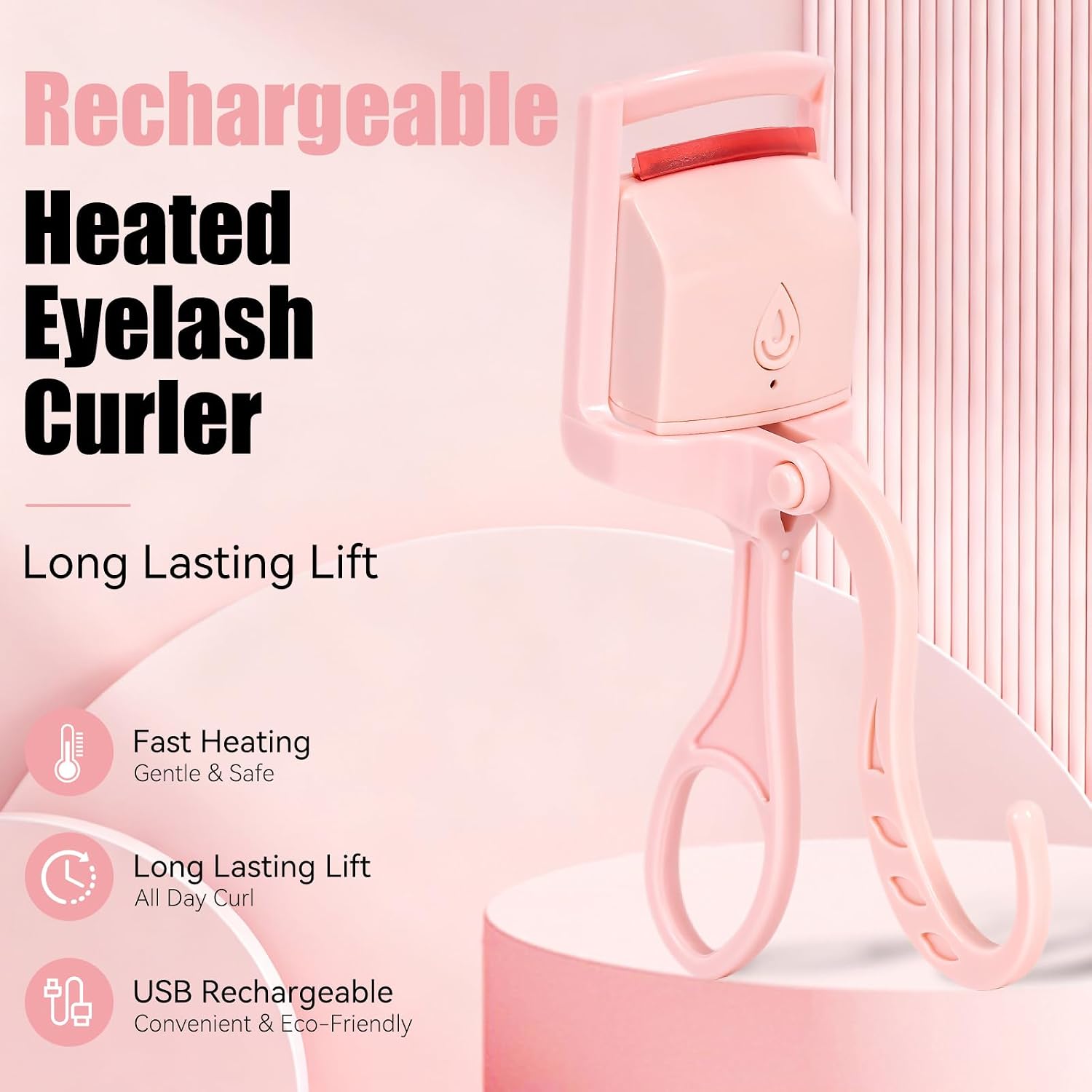 Heated Eyelash Curler Electric Eyelash Curlers- 2 in 1 Clip-Type Eyelash Curlers- Fast Heat Up in 5s Intelligent Temp Control rizador de pestañas for 24H Long Lasting Curls Makeup Tool Gifts for Women