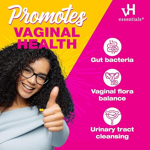 Miniatura 4 de vH essentials Probióticos con prebióticos y arándanos suplemento de salud femenina  120 cápsulas y paquete de spray de limpieza personal
