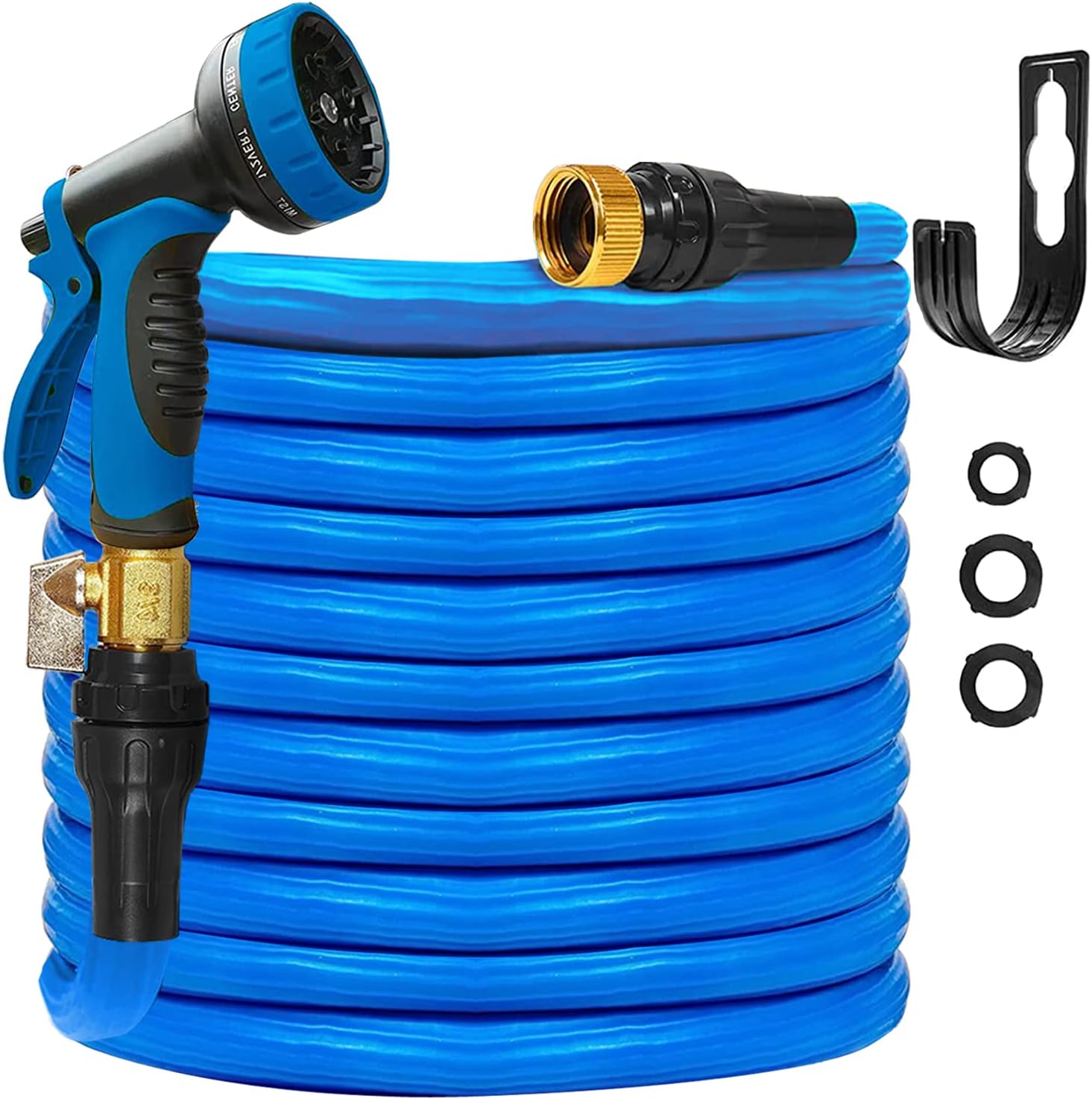 Water Hose 100ft Garden Hose, Expandable Garden Hose with 10-Function Nozzle Sprayer, Lightweight and Flexible Hose with 3/4" Solid Brass Fittings, High Strength, Easy Store