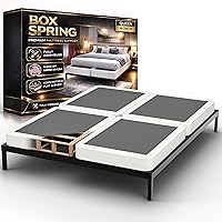 Vista 11 de Nutan, somier dividido resistente de 8 pulgadas para soporte de colchón - Funda natural de madera dura totalmente ensamblada para cama King Blanco