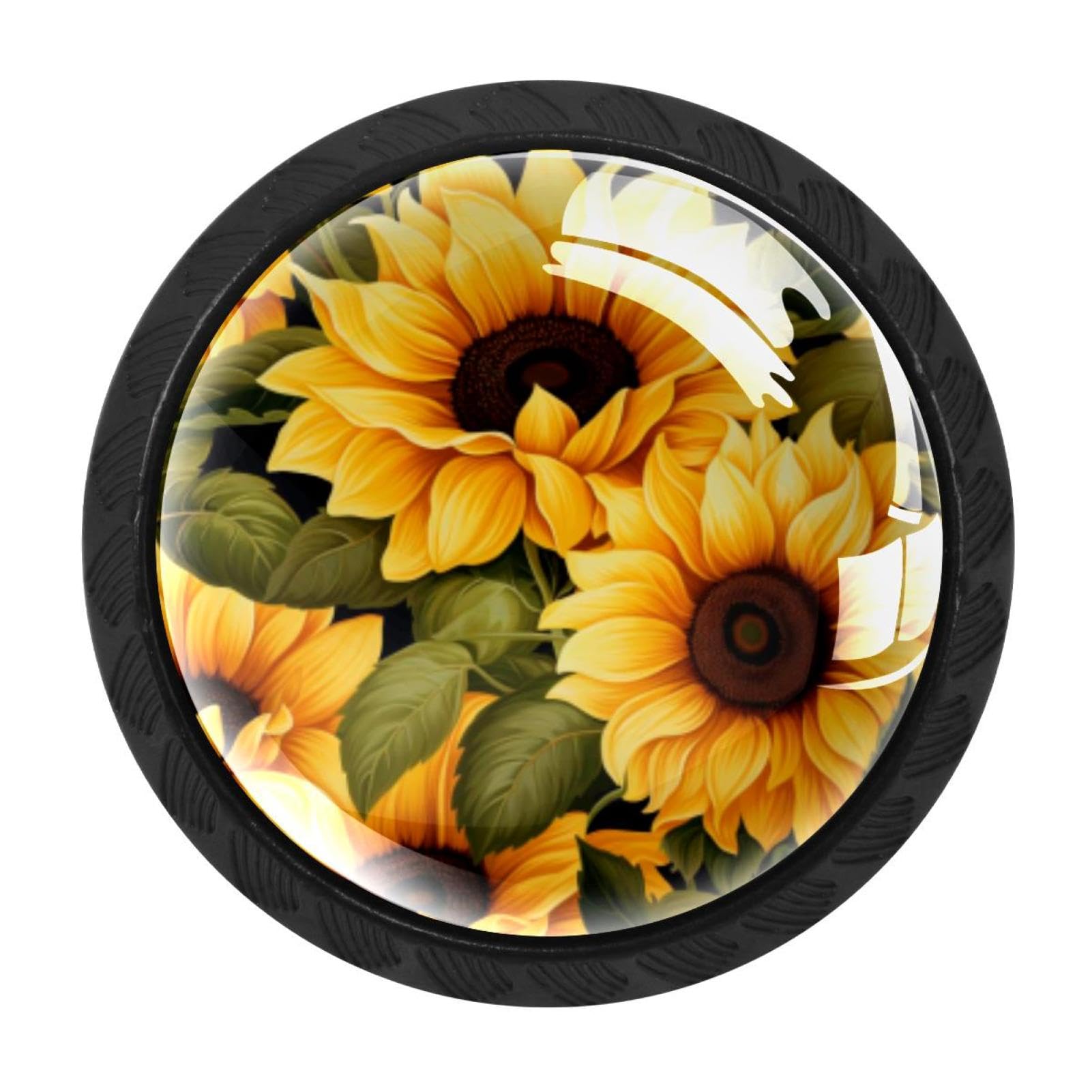 CHENZZZZ 4 Pieces Black Cabinet Pull Handle with Screws,Skull Sunflower Kitchen Knobs, Hardware for Cupboard Drawer Dresser