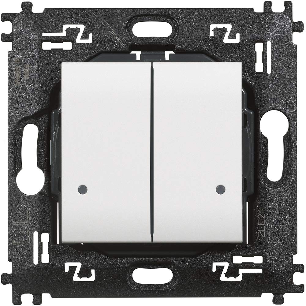 BTICINO Interrupteur double éclairage sans fil Livinglight N4003DCW, interrupteur WiFi avec batterie et autocollants, télécommande App Home+Control, fonctionne avec Alexa, Google Home, Apple, Smart