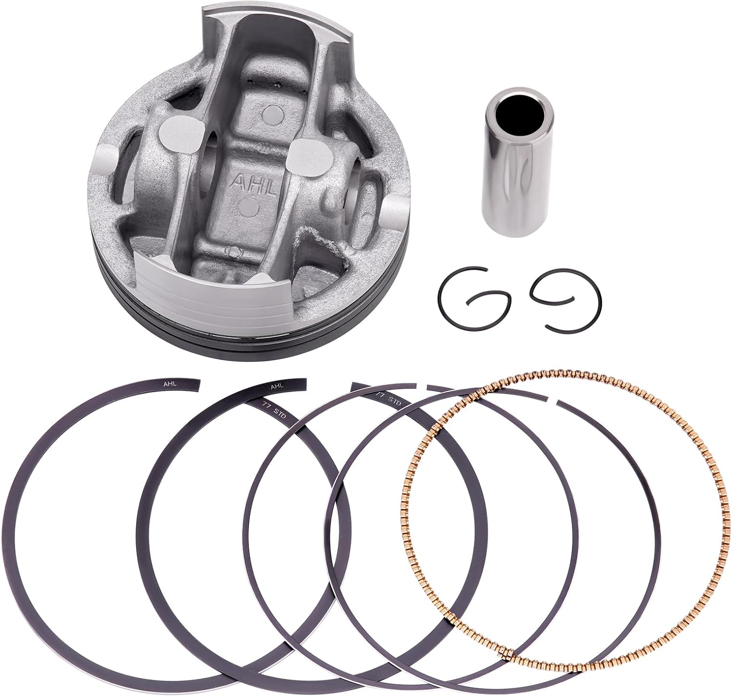 AHL Piston and Piston Rings Pin Clips Kit Compatible with YAMAHA YZ250F 2005-2007 WR250F 2005-2013 5NL-11631-20-00(STD 77mm)