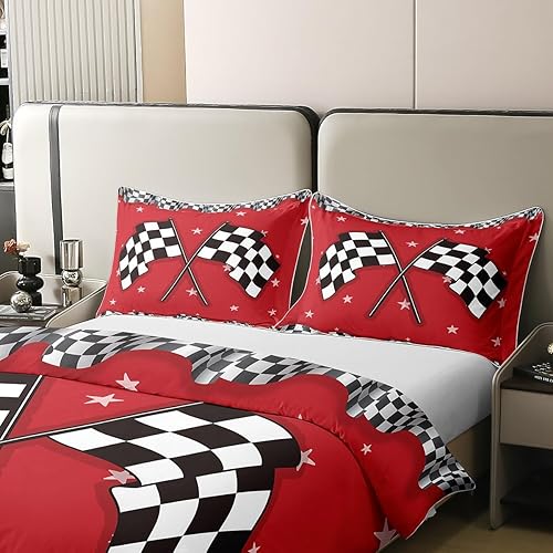 Miniatura 4 de Erosebridal Funda de edredón para niños y adolescentes, 100 % algodón, con temática de coche de carreras para niños y adolescentes, ropa de cama de