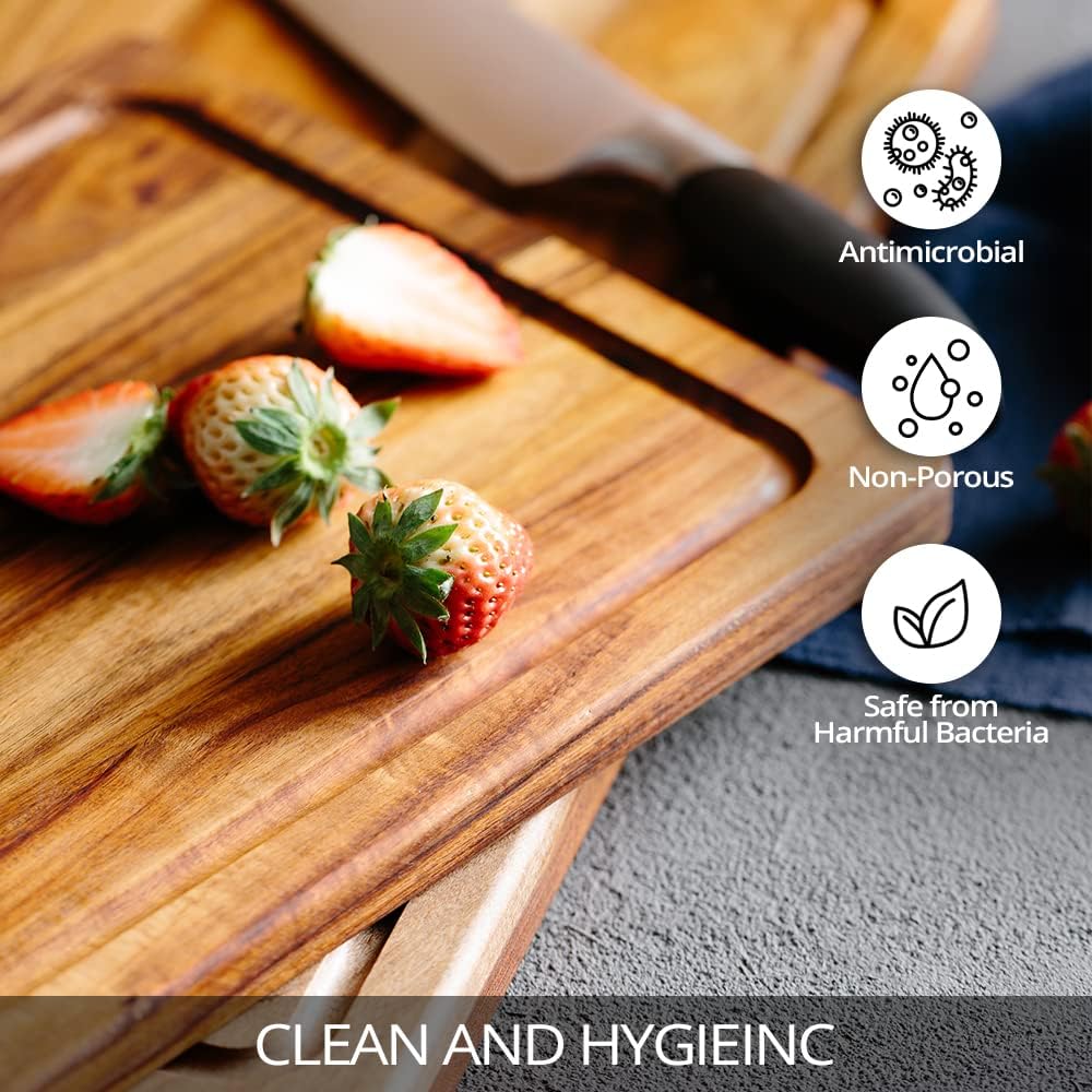 Wooden Cutting Board for Kitchen Acacia Wood Chopping Board serving board for Meat, Vegetables, Fruit and Cheese board large size 15x10 Inches cutting boards - Image 5