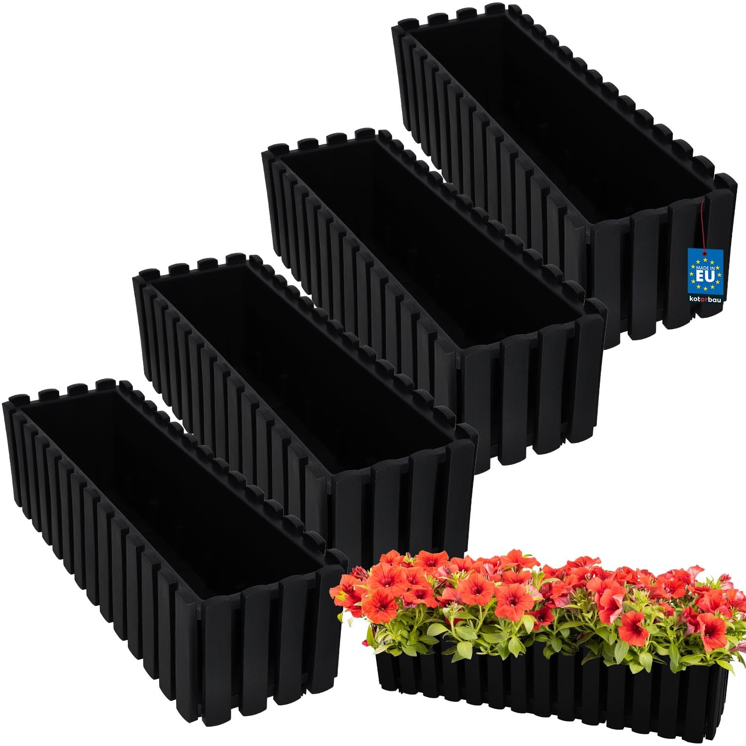 Jardinière extérieure KOTARBAU en plastique anthracite 58x18x16 cm