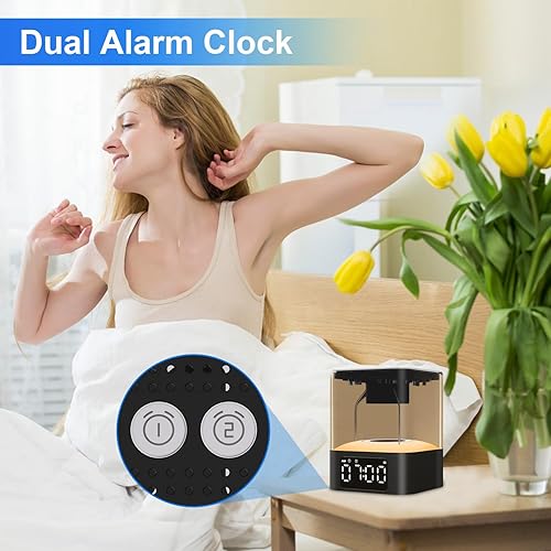 Miniatura 6 de JALL Altavoz Bluetooth con luz nocturna, actualizado 2025 reloj despertador con lámpara de noche cambiante multicolor, las mejores ideas de