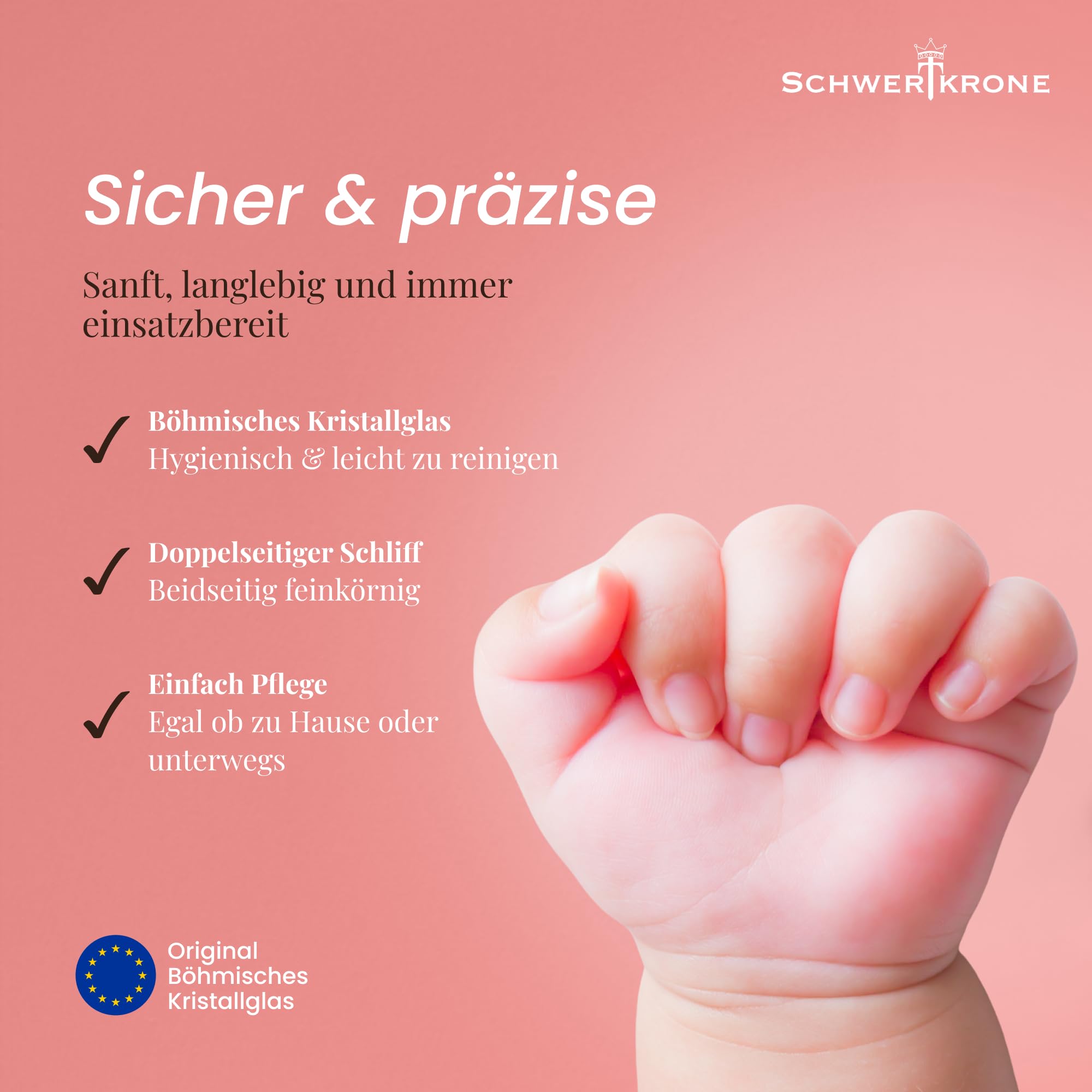 SCHWERTKRONE Lime à ongles pour enfant en cristal de Bohême délicate lime en verre pour bébés et jeunes enfants à grain fin des deux côtés Motif ourson en gel 3D hygiénique Made in EU