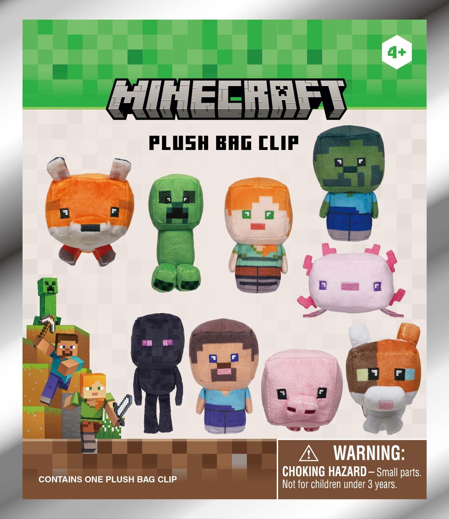 Minecraft Classic Plush Bag Clip Series 1 – Plush Blind Bag (ONE Random Character) – 5" Collectible Bag Clip Keychain/Backpack Accessory | Official