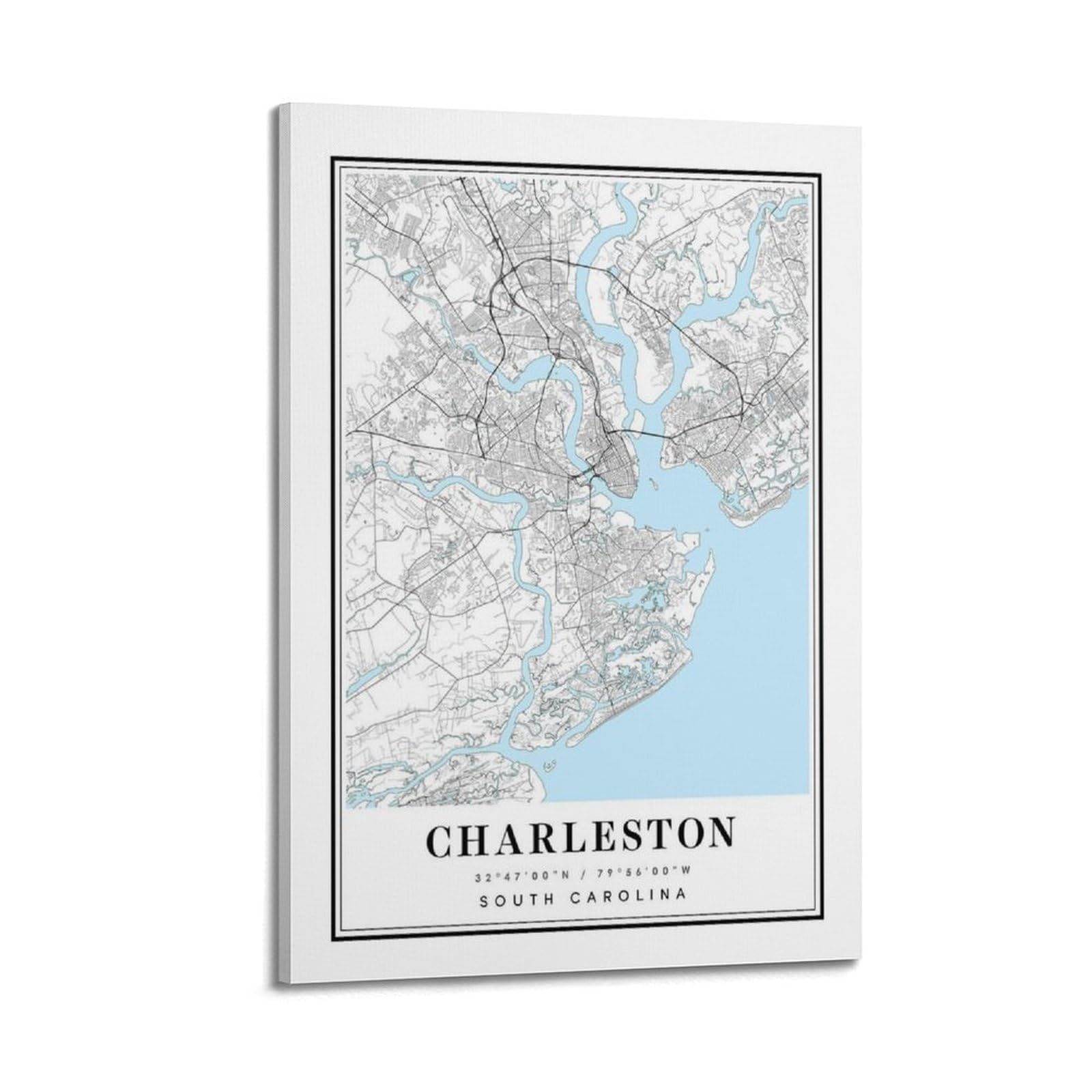 xiaoxiaoshen Charleston South Carolina Map Canvas Poster Wall Art Prints Room Aesthetic Murals Bedroom And Living Decorations 20x30inch(50x75cm)