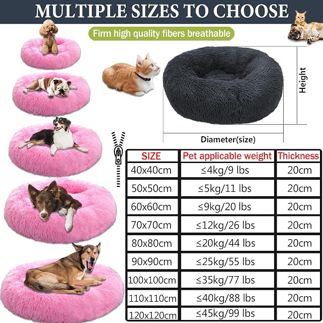 Foto 6 de 7 de KZhanmy Cama de Perros Gatos Grande Pequeño,Cama de Mascotas Calentito Mullida Felpa Cojin Redonda…