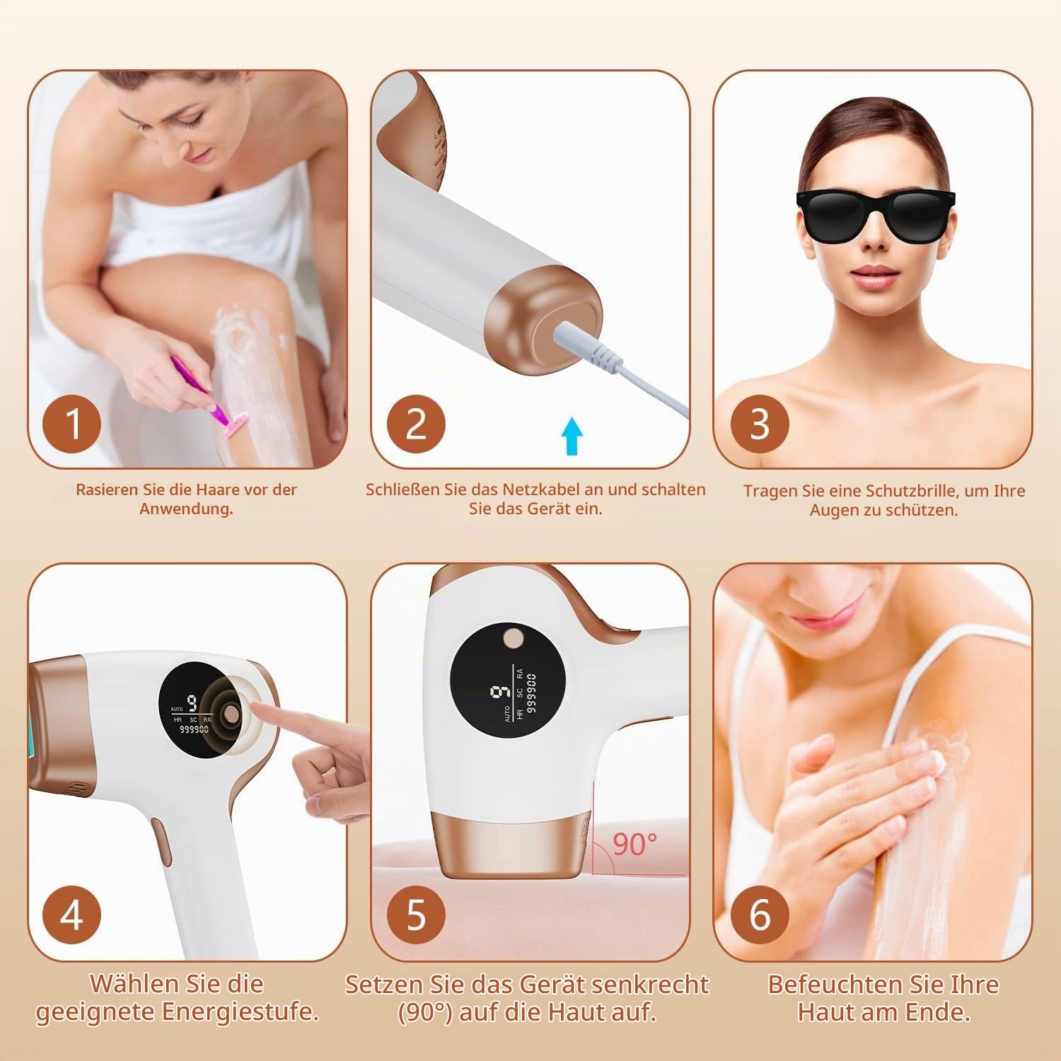 IPL-Laser-Haarentfernungsgerät für Frauen & Männer, 3-in-1 Dauerhafte Haarentfernung mit 9 Energieleveln, 999.000 Blitzen, Schmerzfrei & Effektiv für Gesicht, Körper, Bikinizone, Beine und Achseln