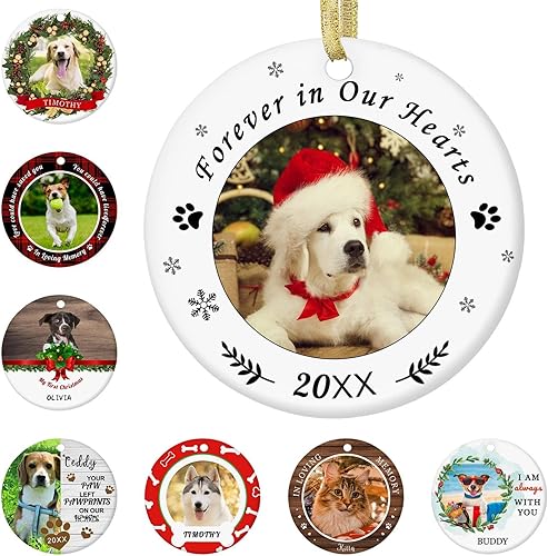 Miniatura 8 de Personalized Christmas Ornaments with Dog Cats Pets 2022 Custom Pet Memorial Photo Ceramic Christmas Ornament Customized Christmas Ornament Dogs