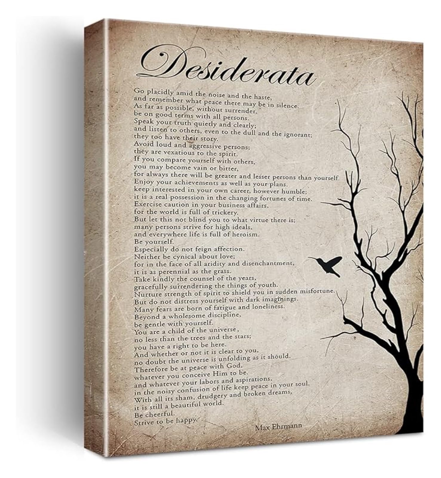 Mdbjtcyzn Framed Desiderata Poem Wall-Art Inspirational Quote For Minimalist Home Decor(,08X12inch(20X30cm))