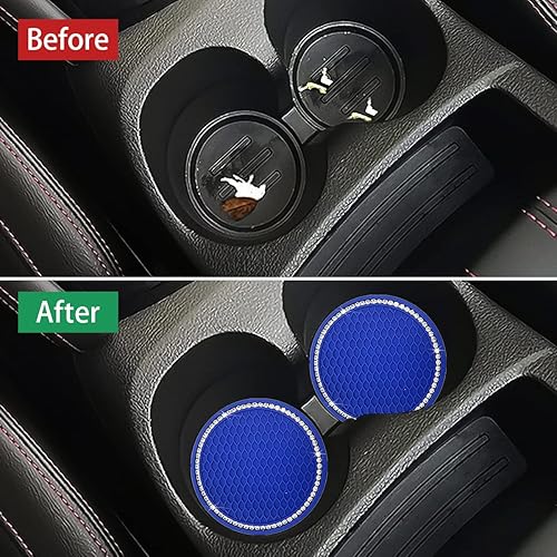 Miniatura 3 de Paquete de 4 posavasos brillantes para automóvil, portavasos de cristal con diamantes de imitación, accesorios universales antideslizantes y