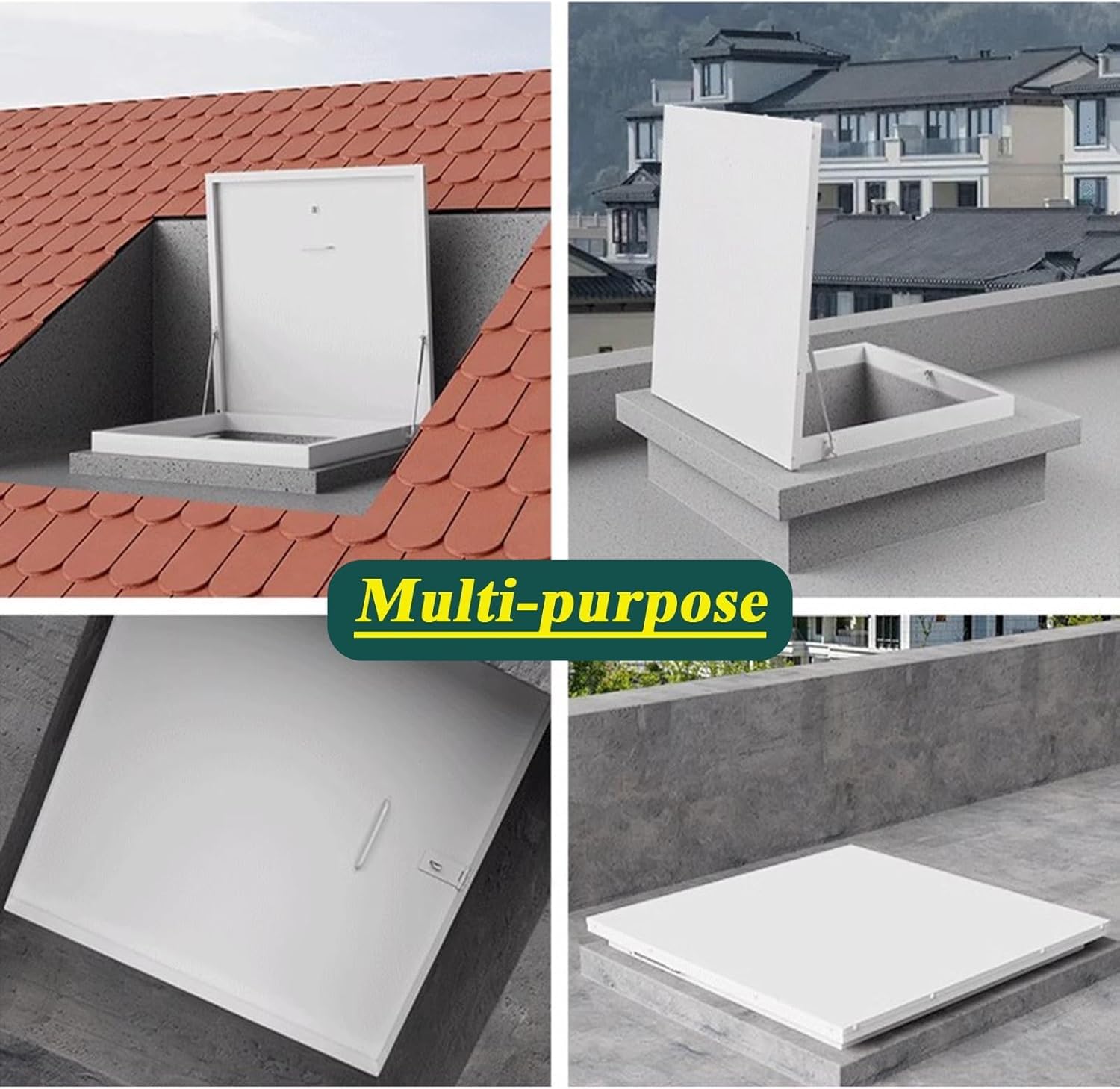 Puerta de acceso personalizada para techo/ático/espacio de arrastre, cubierta de escotilla de apertura ancha de 90° para salida de emergencia, tapa de salida de sótano duradera (640 x 760 mm/25 x 30)