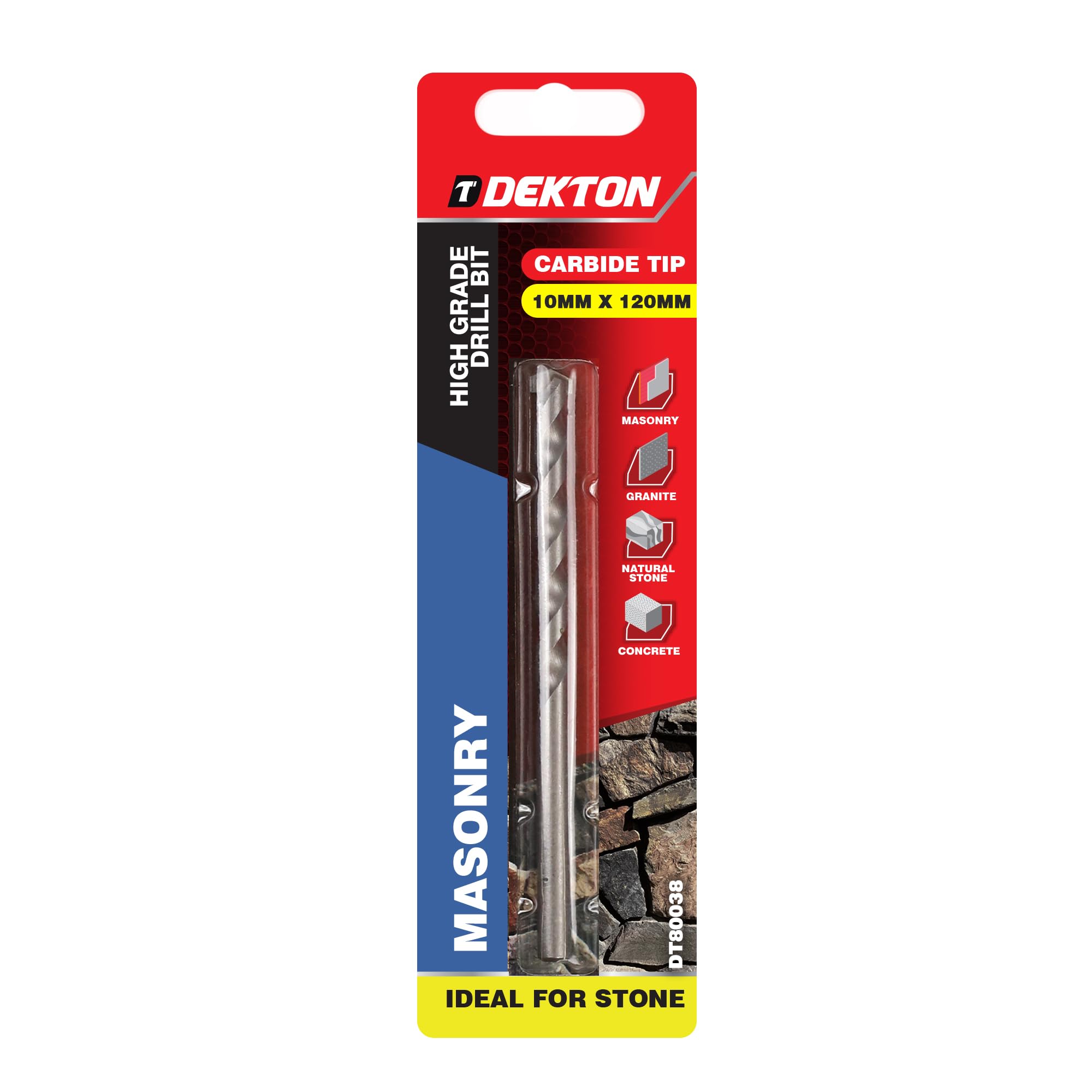 Dekton Masonry Drill Bit 10mm x 120mm | Heavy Duty for Block, Brick & Concrete | Precision Drill Bit for Accurate Holes | Durable Construction for Tough Materials | Ideal for Professional & DIY Use