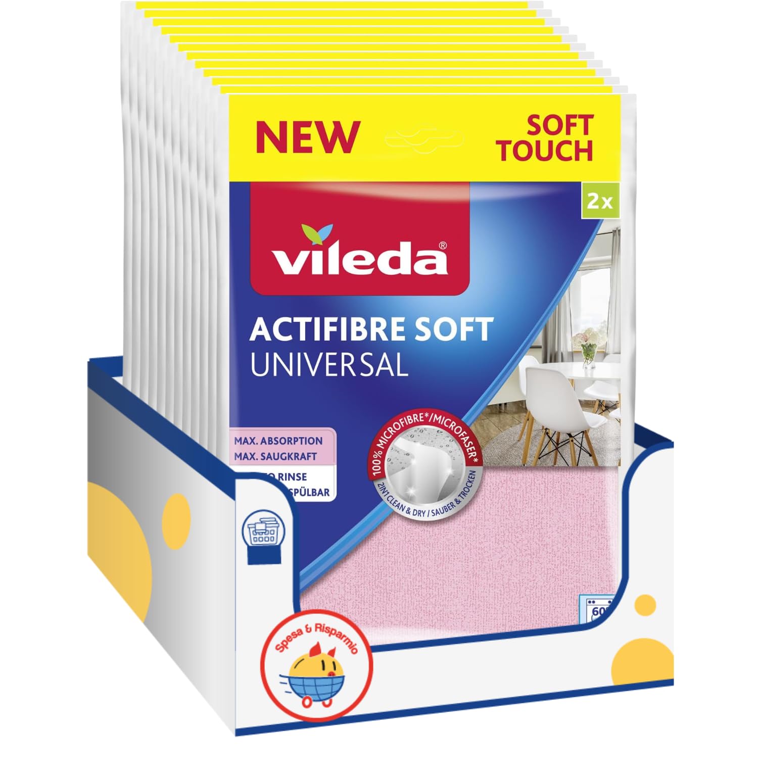 SPESA & RISPARMIO Panno in Microfibra Universale Extra Assorbente – Effetto Senza Aloni – Lavabile e Riutilizzabile – Confezione da 2 Pezzi – Variazioni 4/8/12 Pezzi (12)