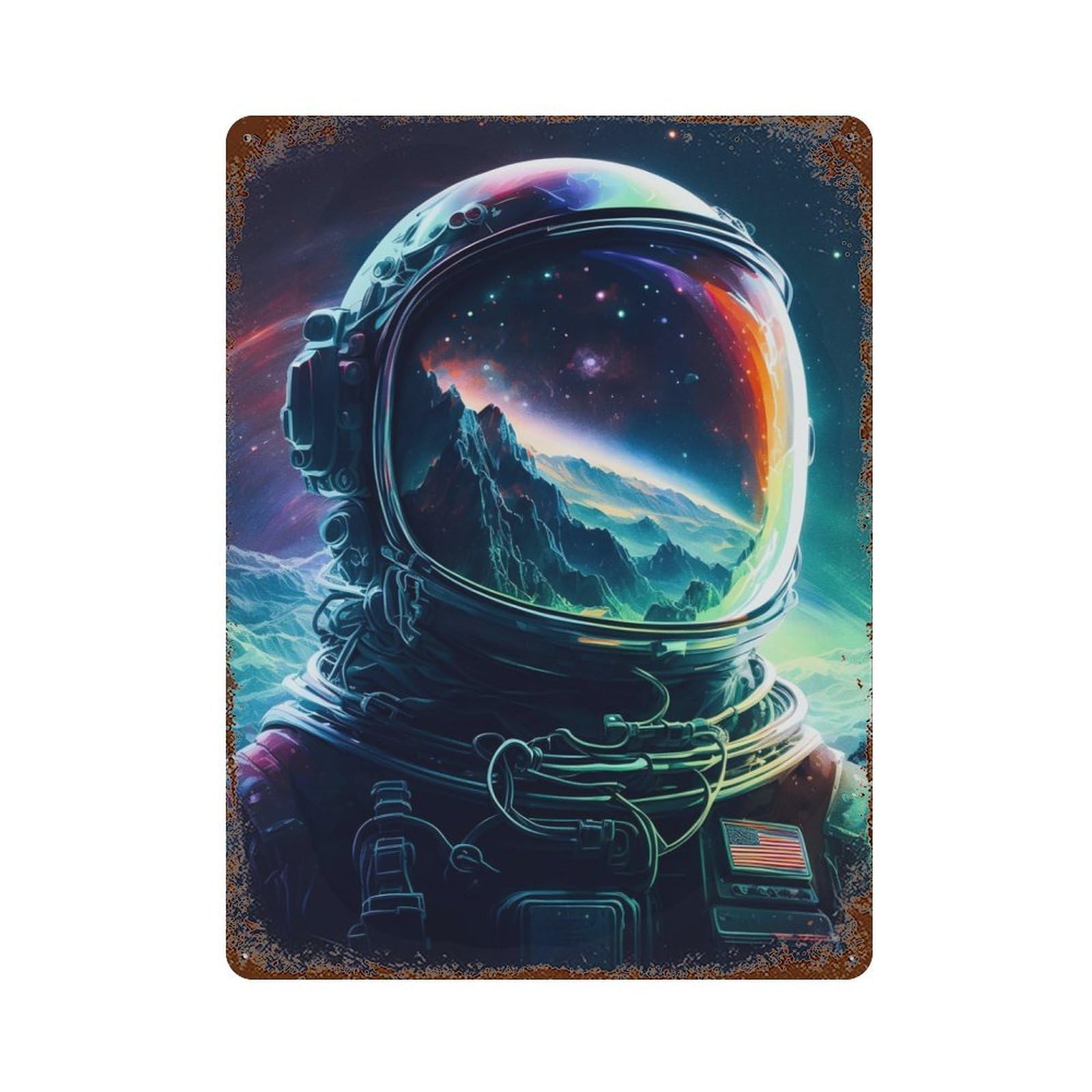 Rust Effect Best Astronaut Weathered Tin Sign 15.7"x11.8", Farmhouse Wall Decor for Farmhouse, Kitchen And Entryway Decor