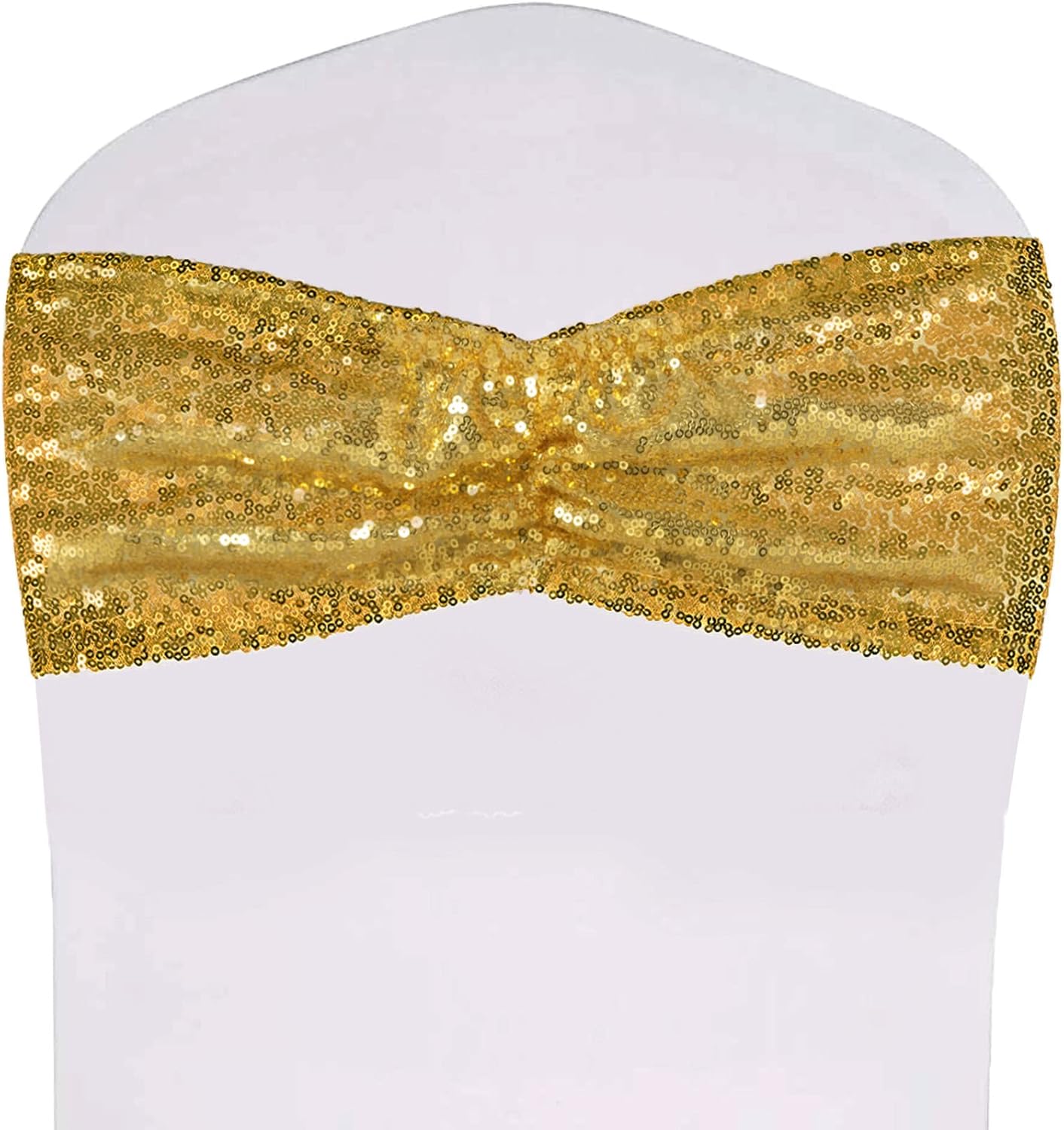 Poise3EHome Set of 25 Sequin Chair Sashes Gold Folding