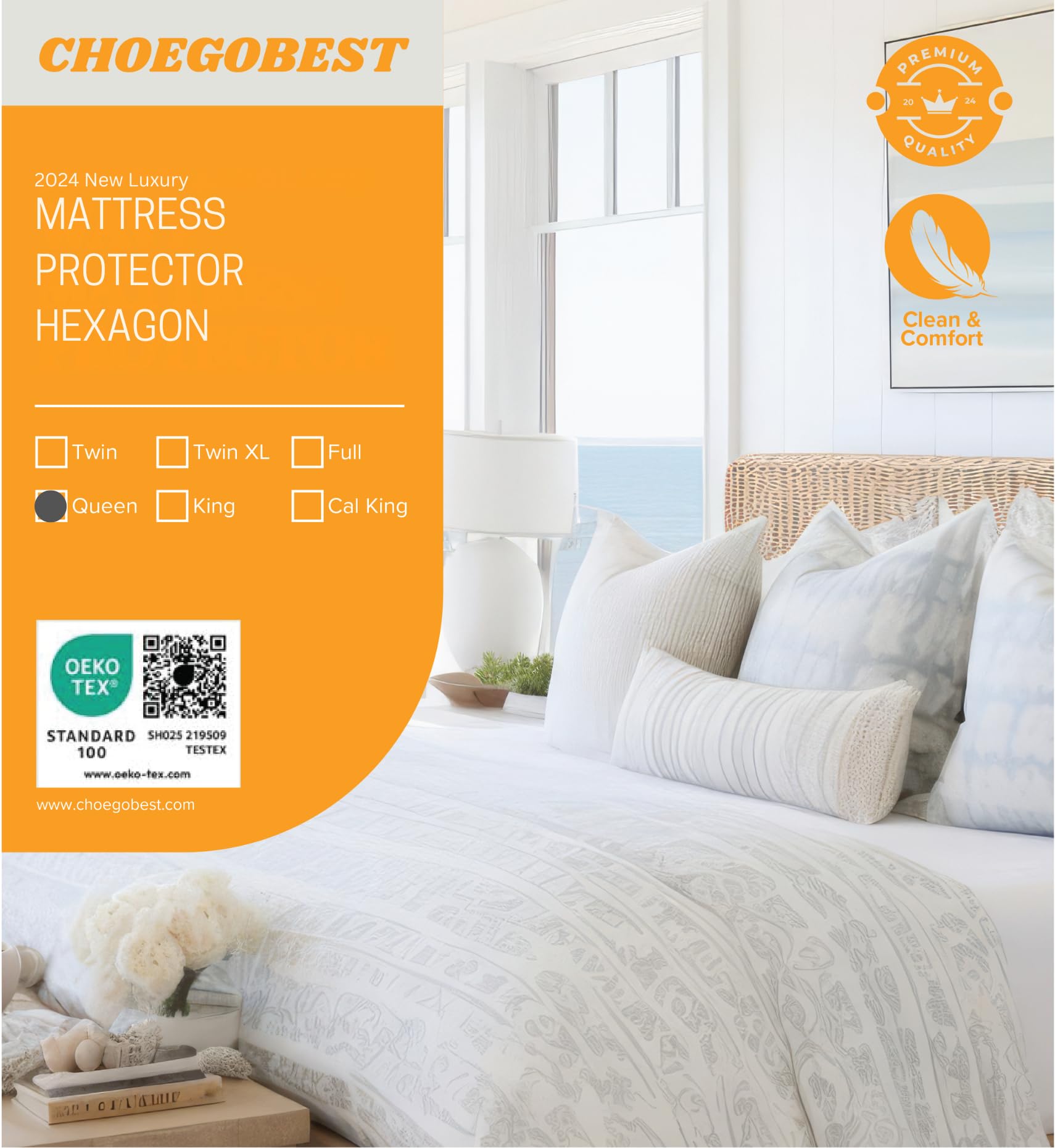 CHOEGOBEST Mattress Protector Noiseless, Ultimate Comfort, Waterproof, 2024 Luxury Premium Quality with Deep Pocket (Queen)