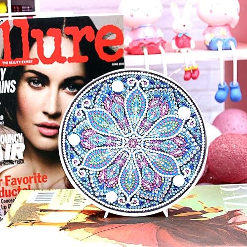 Miniatura 4 de Mandala de pintura de diamantes con luces LED, lámpara de noche de dibujo de diamantes de cristal con forma especial para decoración del hogar