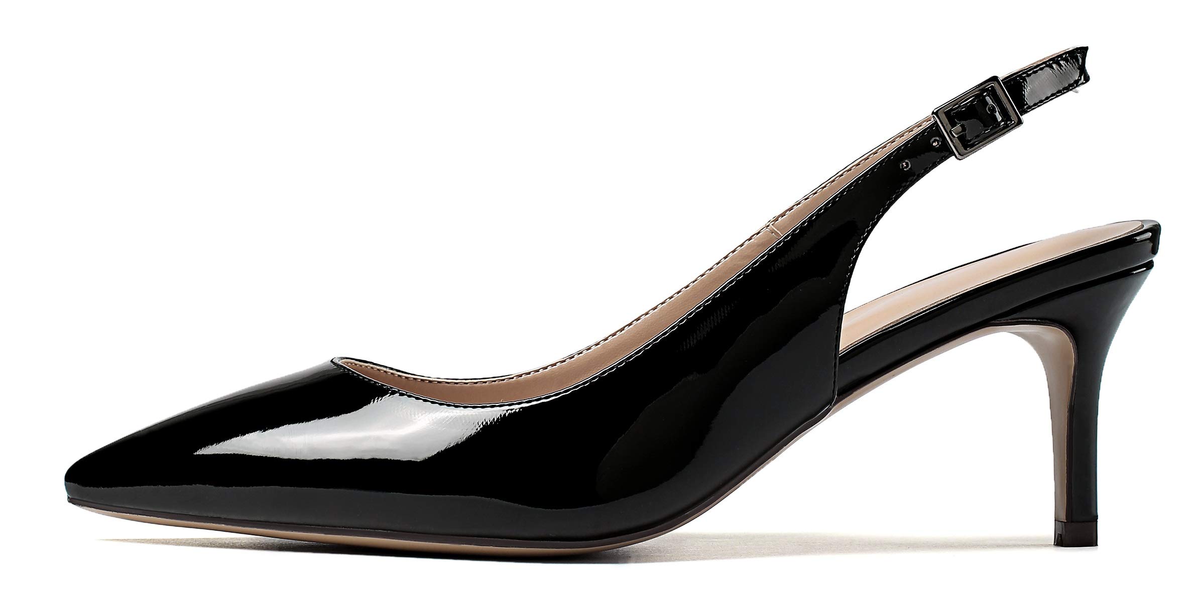 Soireelady Women's Slingback Heels Pointed Toe Mid Heel Pumps 6.5cm Evening Stilettos Wedding Dress Heeled Shoes