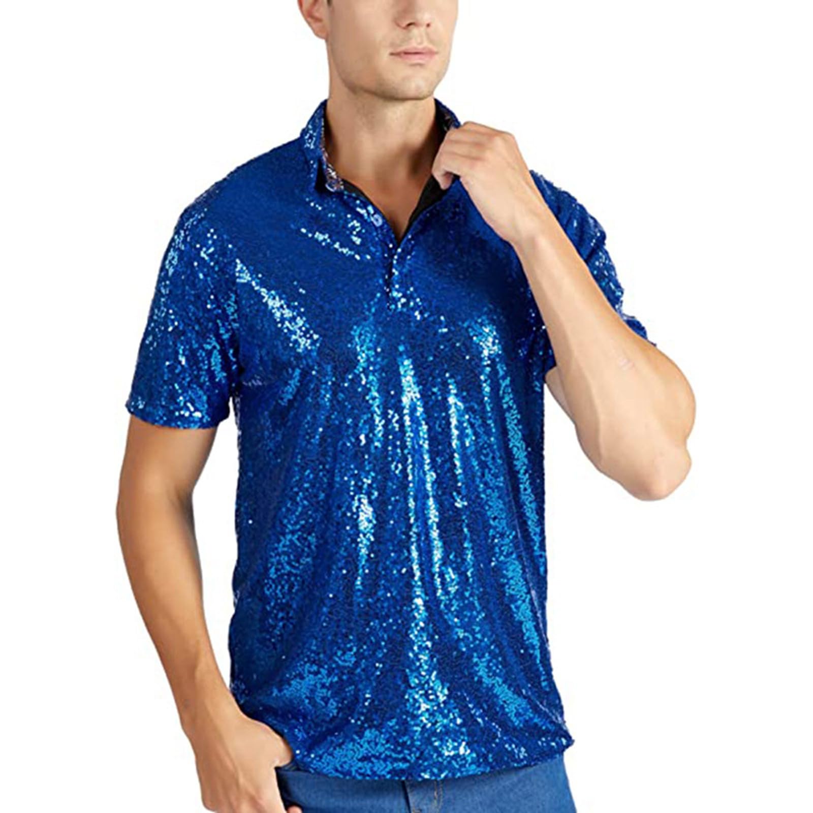 Polo Shirts Herren Kurzarm Golfshirt Vintage Polohemden Sommer Tee Shirt Mode Kurzarmshirts Modisch Freizeitshirts Sports Polohemd Knopf Herrenshirts Oberteile für Disco-Party