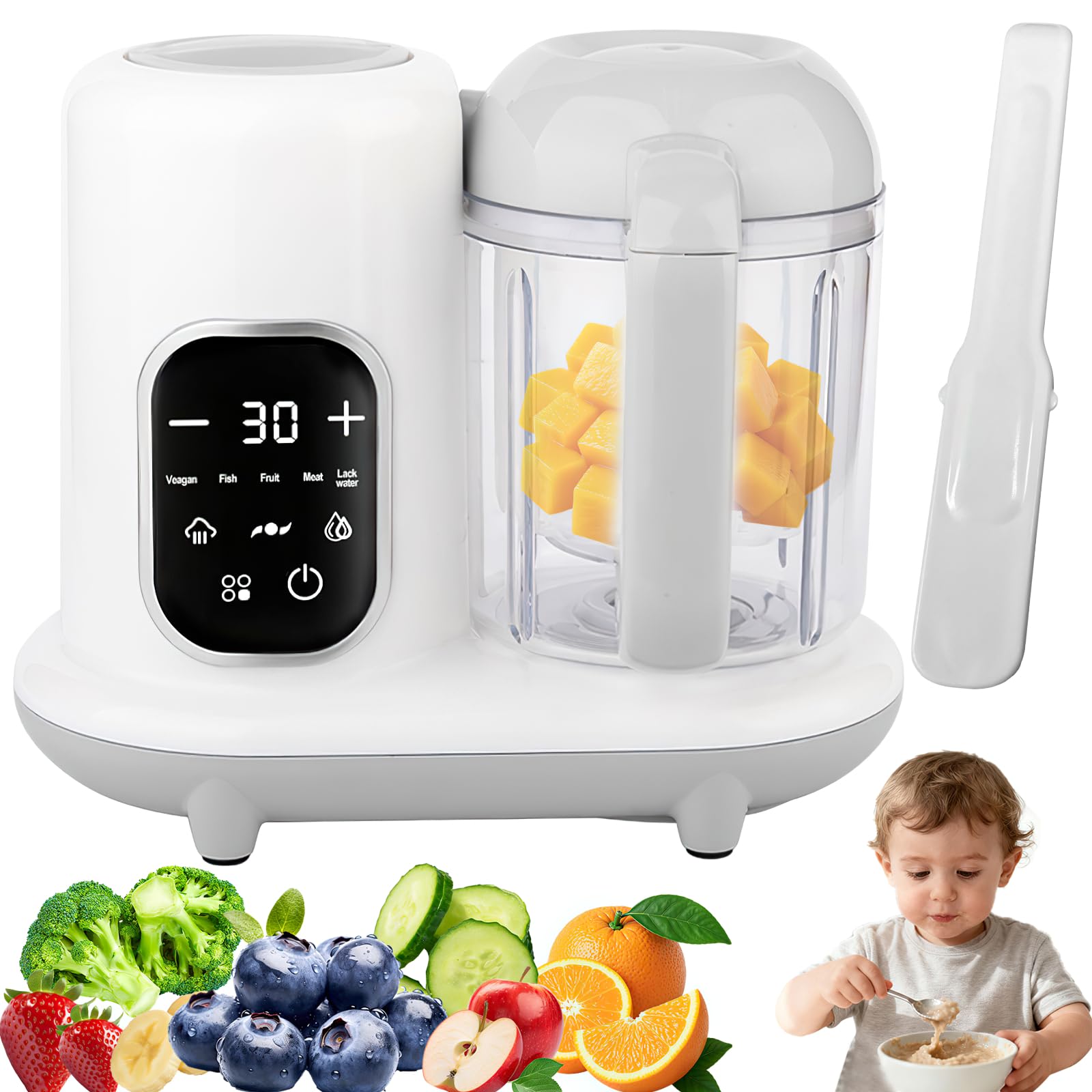 Baby Food Maker - Baby Food Blender and Steamer for Weaning | Multifunctional Puree Maker | 5 in 1 Cooking & Grinding, Pulse Stirring, Heat, Clean,Defrost Processor Machine (BPA-Free)