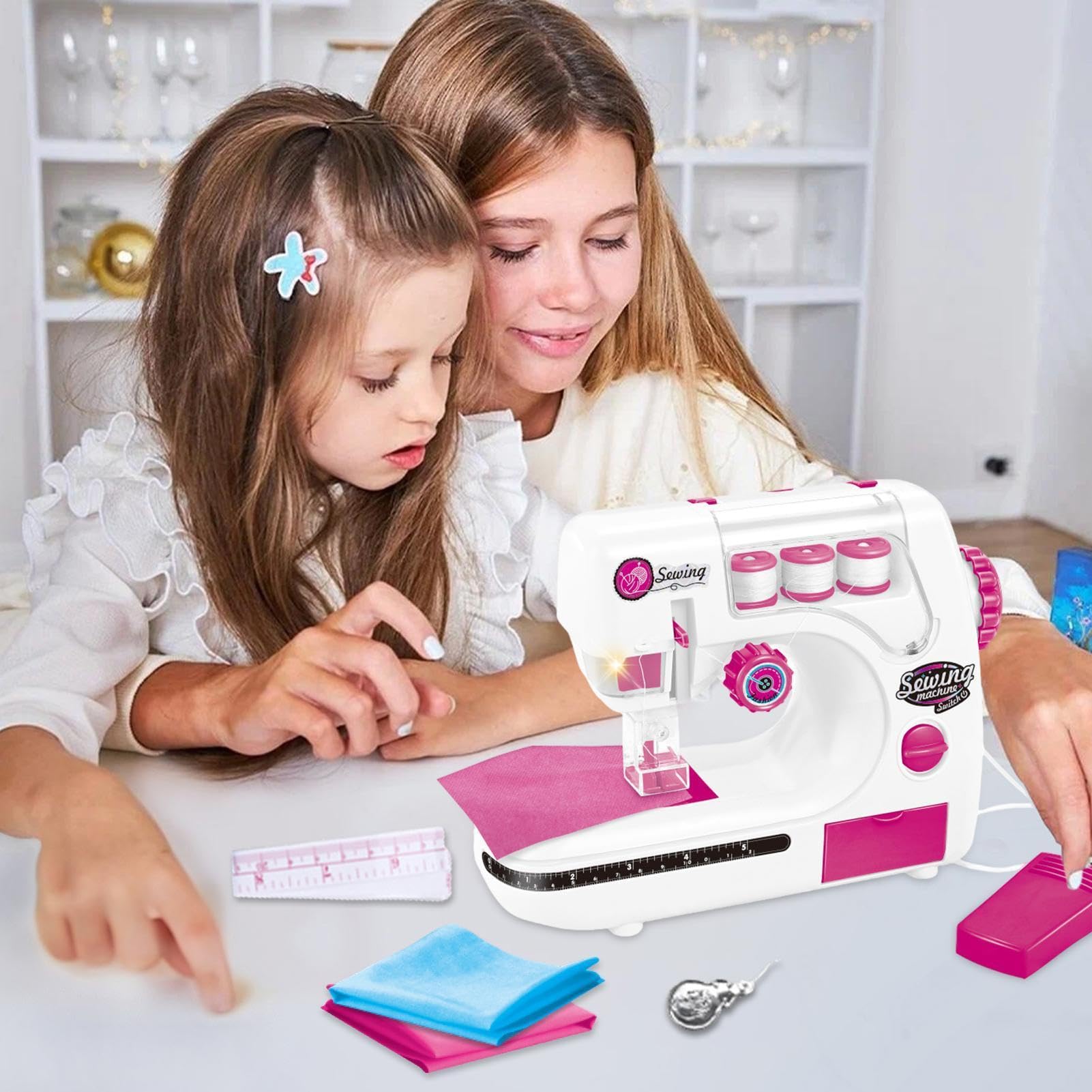 Macchina da portatile, per principianti, alimentata a batteria | Giocattolo portatile per macchina da cucire elettrica, immagina di fare artigianato, fai da te, riparare, K