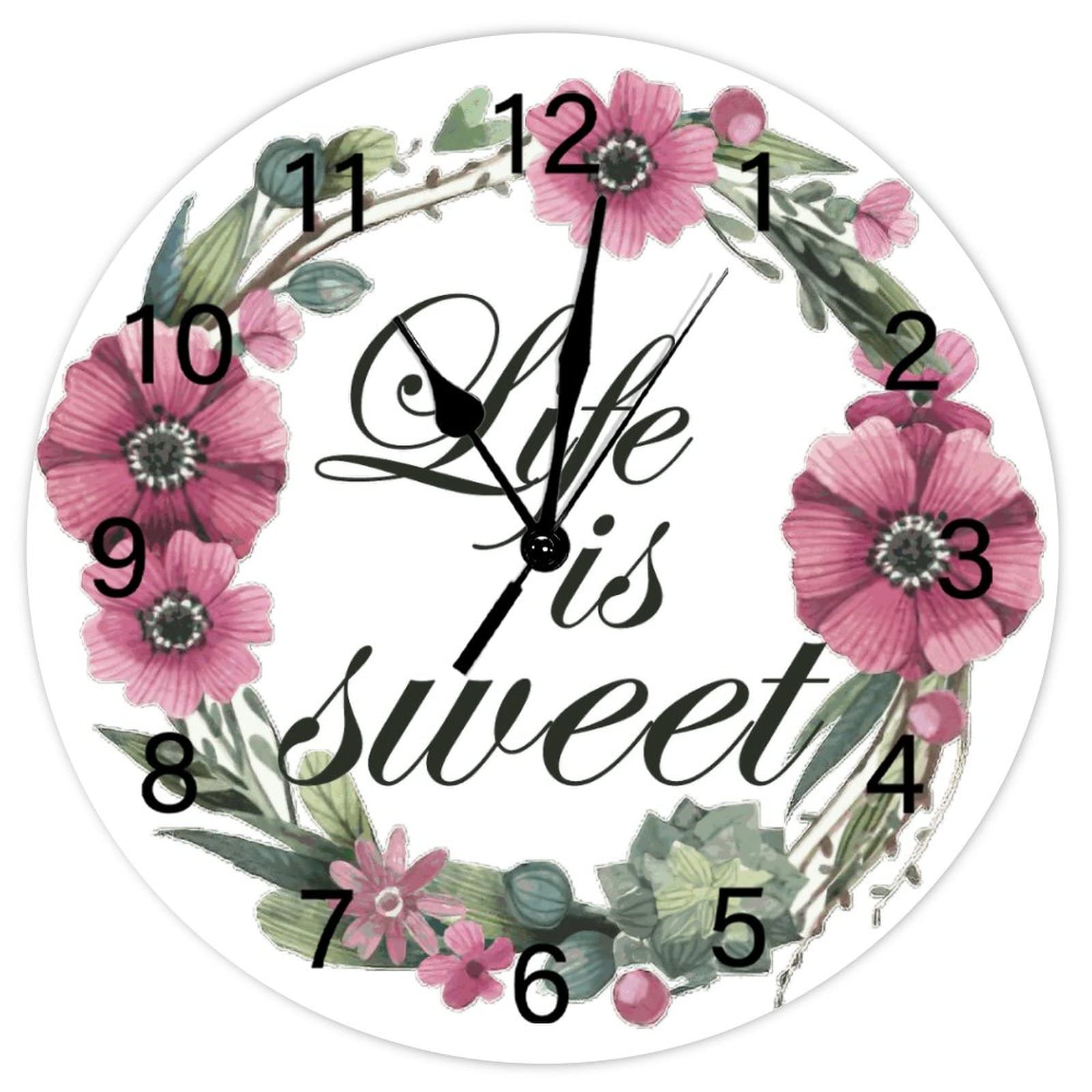 Horloge murale fleurie pour salon cosy style retro 38cm