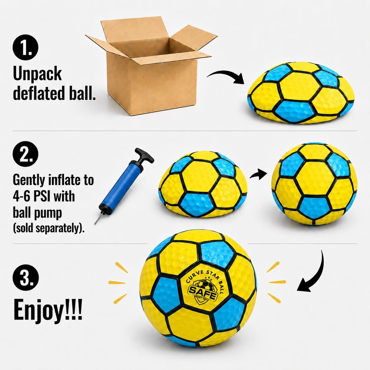 Safe Sport Gear Curve Star Football - Curve Your Shots Like a Pro dzięki temu zabawnemu prezentowi piłkarskiemu dla dzieci - niesamowita lekka piłka nożna rozmiar 5 dla dzieci
