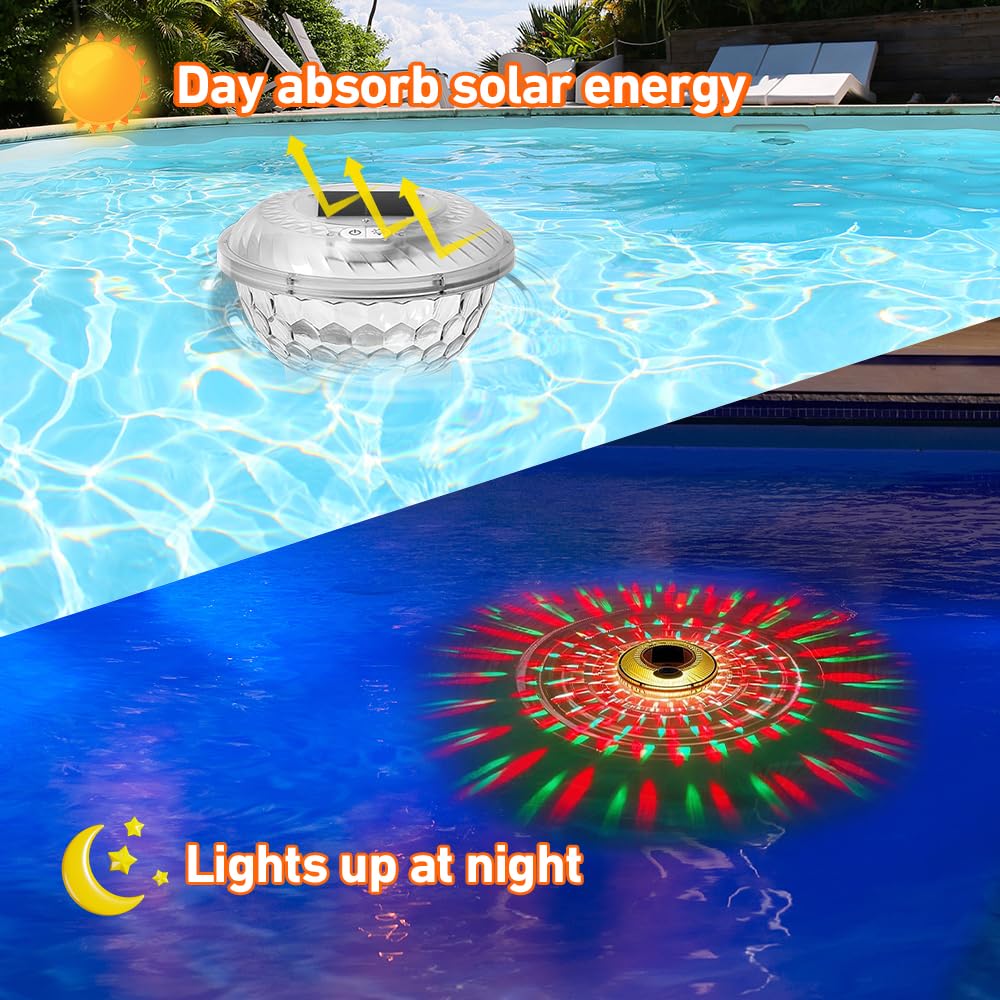 Distributeur de Chlore Flottant, Diffuseur Chlore Piscine avec Lumière Solaire LED, Contrôle par Bouton Flotteur Chlore Piscine pour Piscine Diffuseur Spa