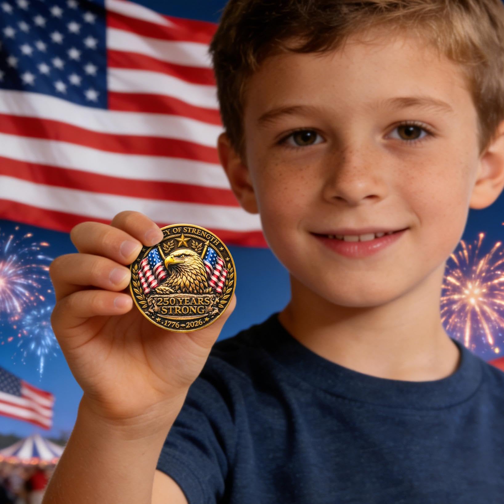 250th Anniversary USA Commemorative Coin Set including Wooden Gift Box, Patriotic Eagle & Liberty Bell Coins - Image 5