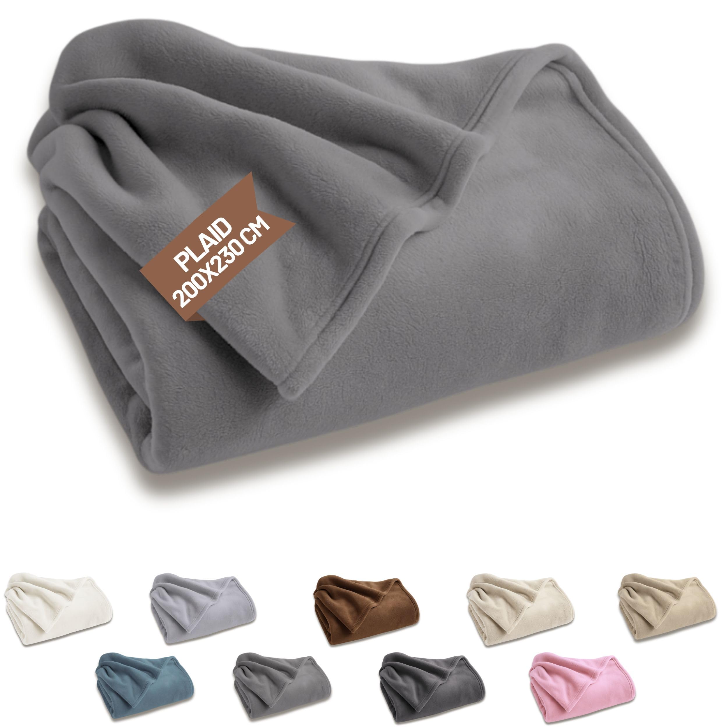 SONIT - Plaid Matrimoniale in Pile - Coperta in Pile Autunnale e Invernale - Coperta Matrimoniale 200x230 cm - Plaid Divano e Letto Grigio