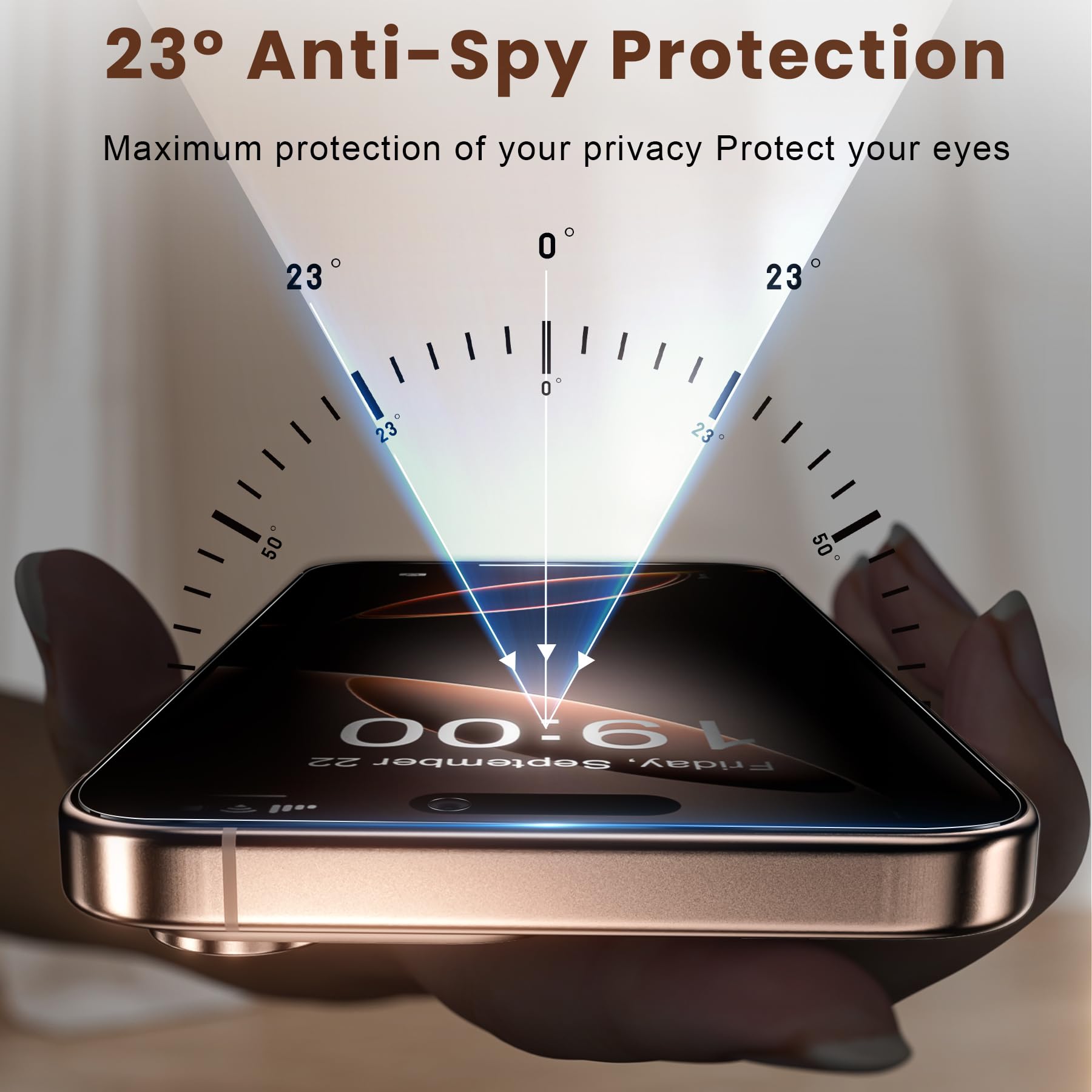 Fotbor Protector de pantalla para Apple iPhone 16 Pro True 23° con marco de instalación 3S, funda invisible amigable con vidrio templado 9H+, 2 unidades, 16 Pro de 6.3 pulgadas