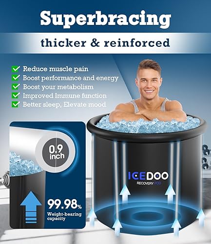 Miniatura 3 de Bañera de hielo de gran tamaño de 30 pulgadas de alto para atletas, bañera de hielo portátil de múltiples capas para recuperación y terapia de agua