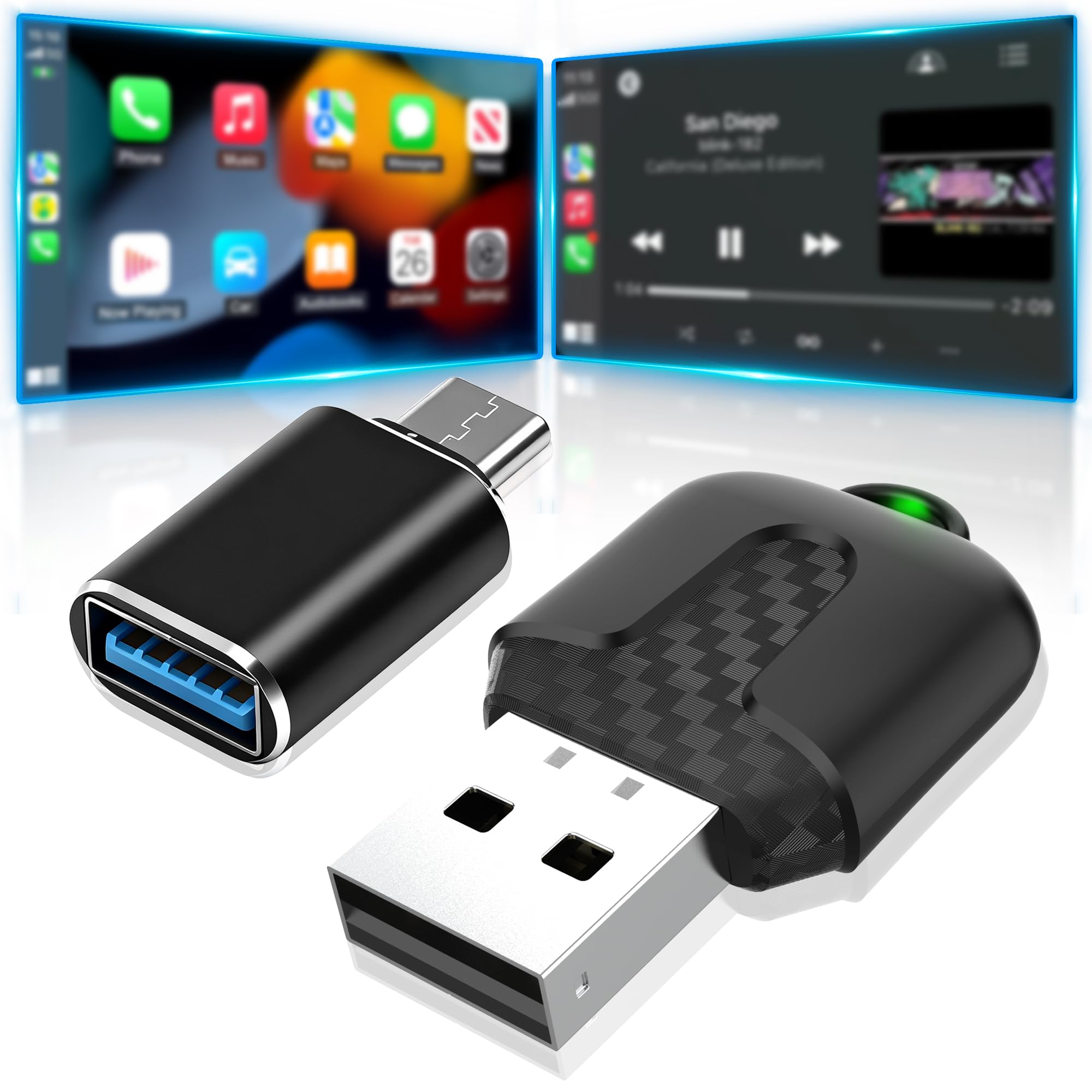 Carplay Inalambrico,Adaptador CarPlay Wireless Adapter Plug and Play La Nueva versión es rápida y Estable,Adecuada para y automóviles con Carplay