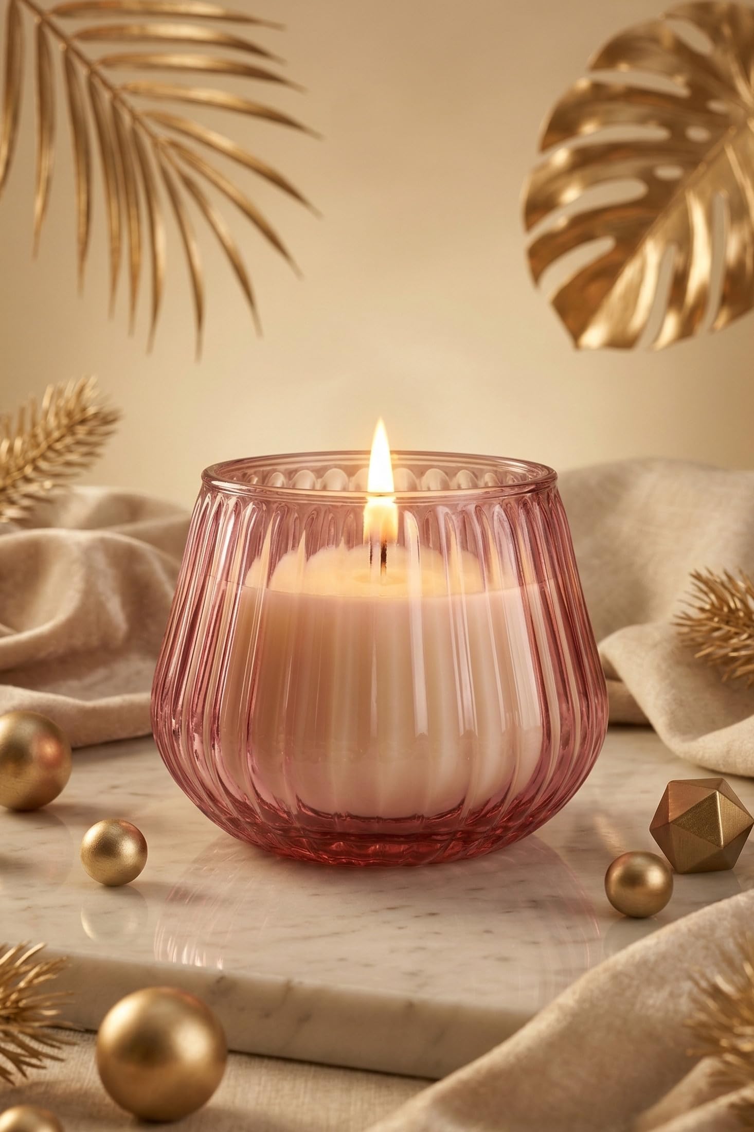 Premium Glass Candle Jar Decorative Home Gift Pink Cylindrical Infuse Your with | Scented Candle | Candle for Home Décor, Bedroom, Romance & GiftingPack-image-32