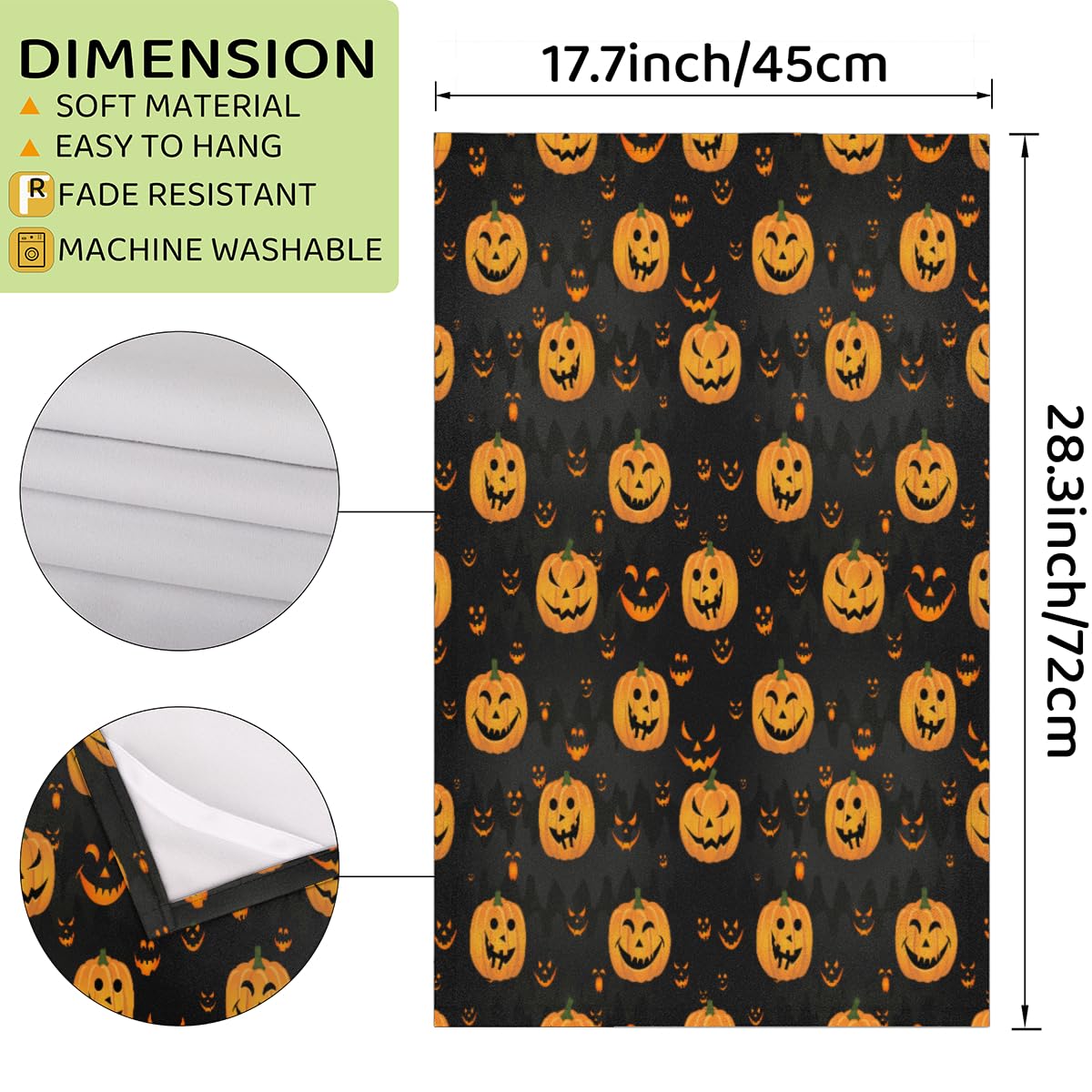 Set di 2 asciugamani da cucina con fantasmi di zucca di Halloween, asciugamani da cucina morbidi e assorbenti, strofinacci per casa, cucina, catering, ristorante, 45 x 72 cm