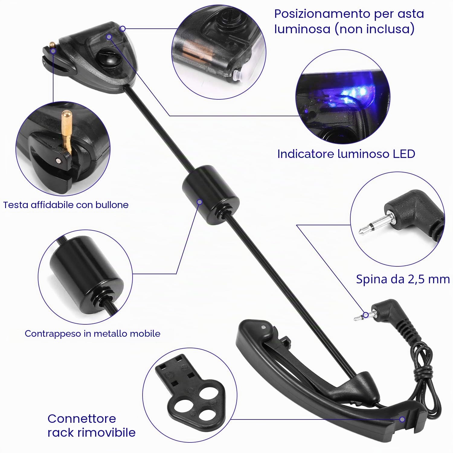 Fishing Swinger Set Indicatore di morso di Pesca alla Carpa Swinger Allarme di Pesca Digitale LED Indicatore di morso Illuminato Swinger Attrezzatura da Pesca