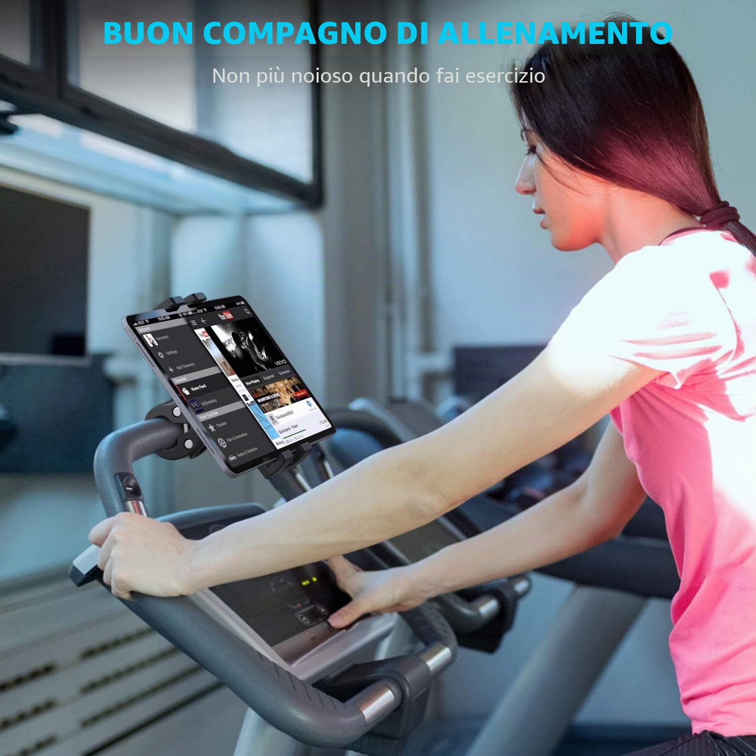 Supporto Tablet per Spin Bike, Supporto per Telefono e Ipad per Manubrio Cyclette