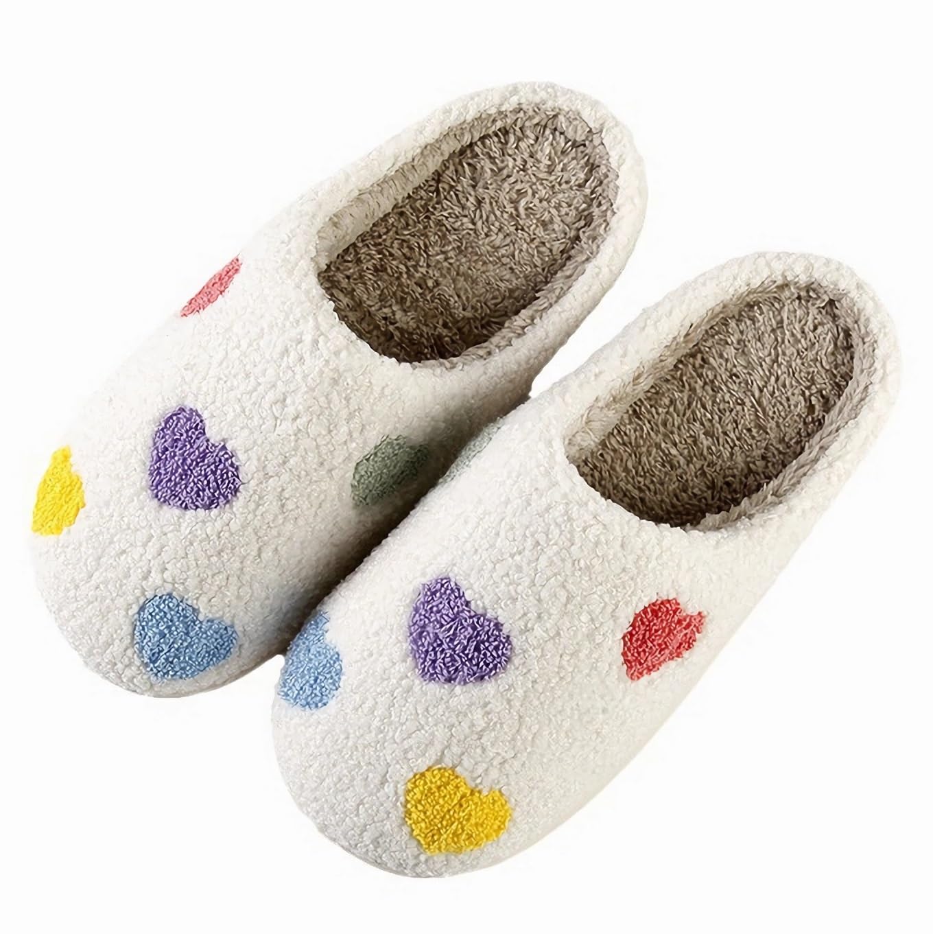 Happy Smile Face Slippers House Slippers for Women Cute Cartoon Design Soft Plush Cozy with Evil Eyes Strawberry