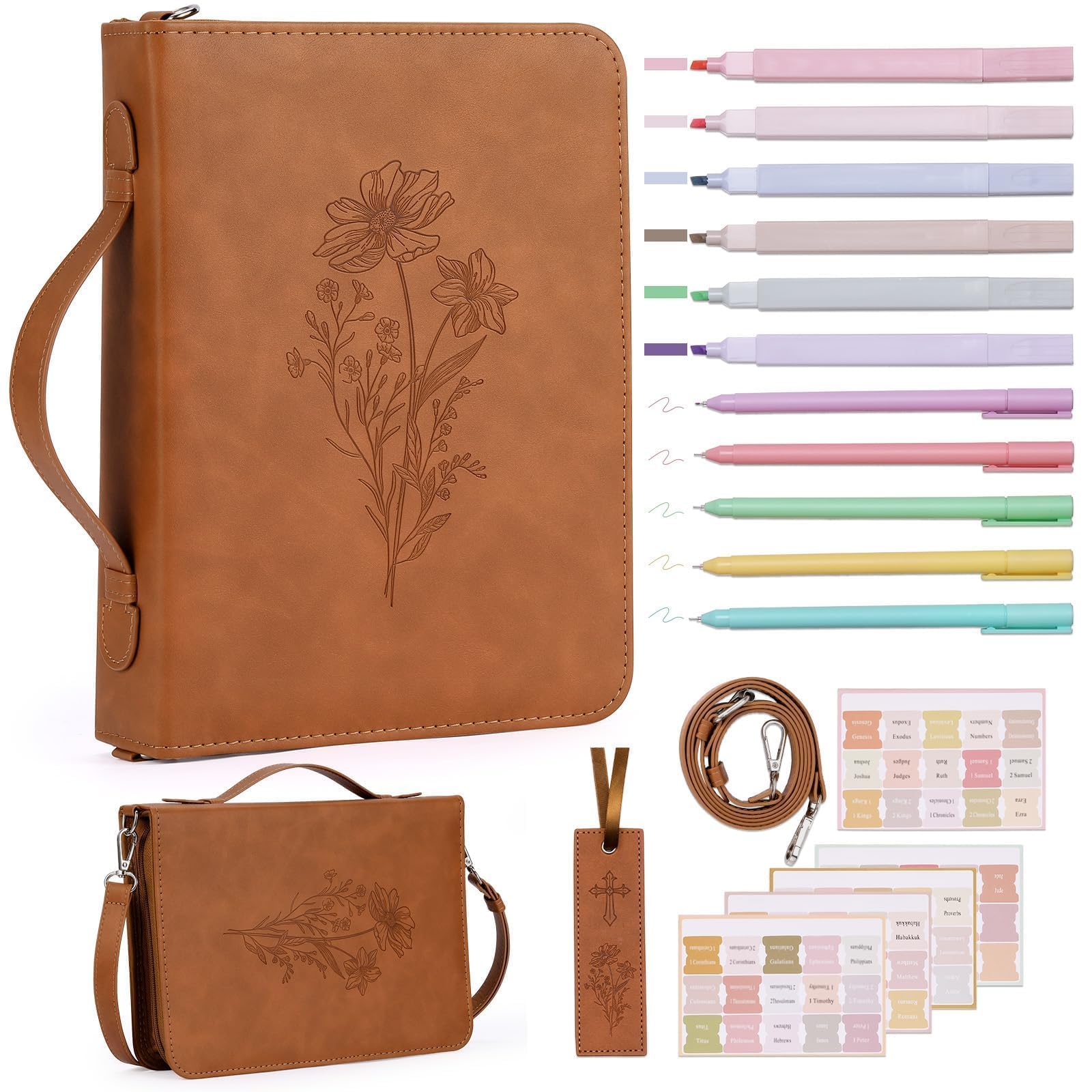 APLUFINE Bible Cover For Women - Soft Carrying Book Case With Accessories - Holder For Girls - Carrier Sleeve - Church Bag - View #3