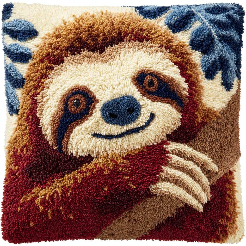 WallustrioaW Latch Hook Cushion Kits for Adults,Animal Sloth