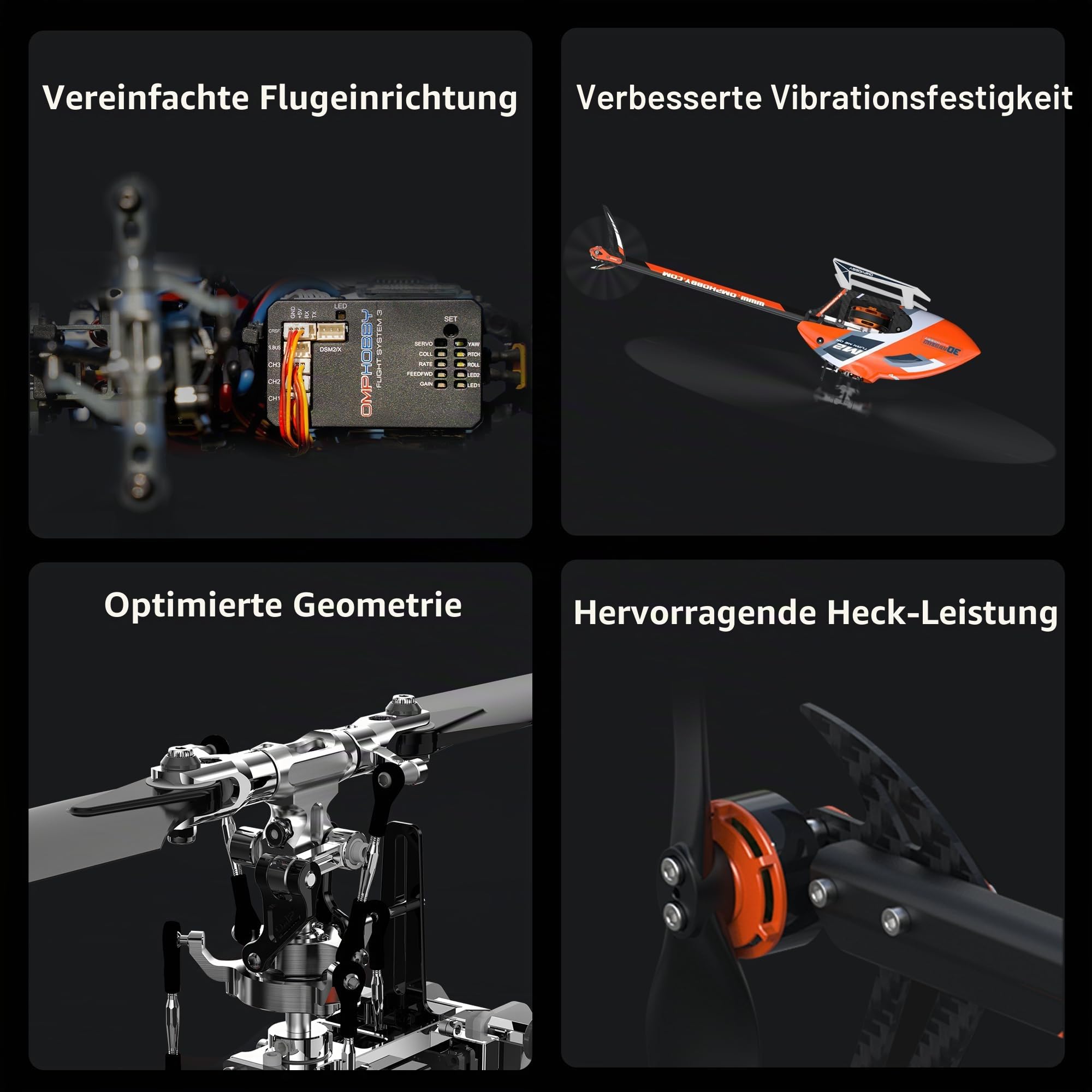OMPHOBBY M2 EVO MK2 RC Helikopter für Erwachsene Dual Brushless Motoren Direktantrieb 6CH Hubschrauber Ferngesteuert Outdoor, 3D Fernsteuerung Flugzeug Neu Aufgerüstet Mini Drohne PNP Rot