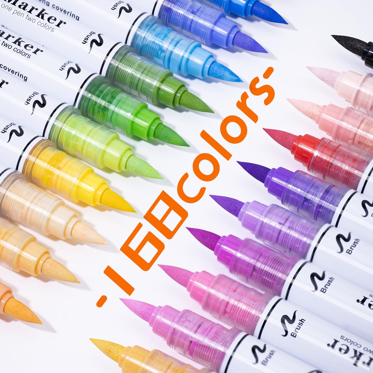 Akrylowe markery z podwójną końcówką, 168 kolorów, wodoodporne pisaki malarskie, szerokość linii 0,5-4,5 mm, do papieru, kamienia, drewna, szkła, tkaniny (168 kolorów)