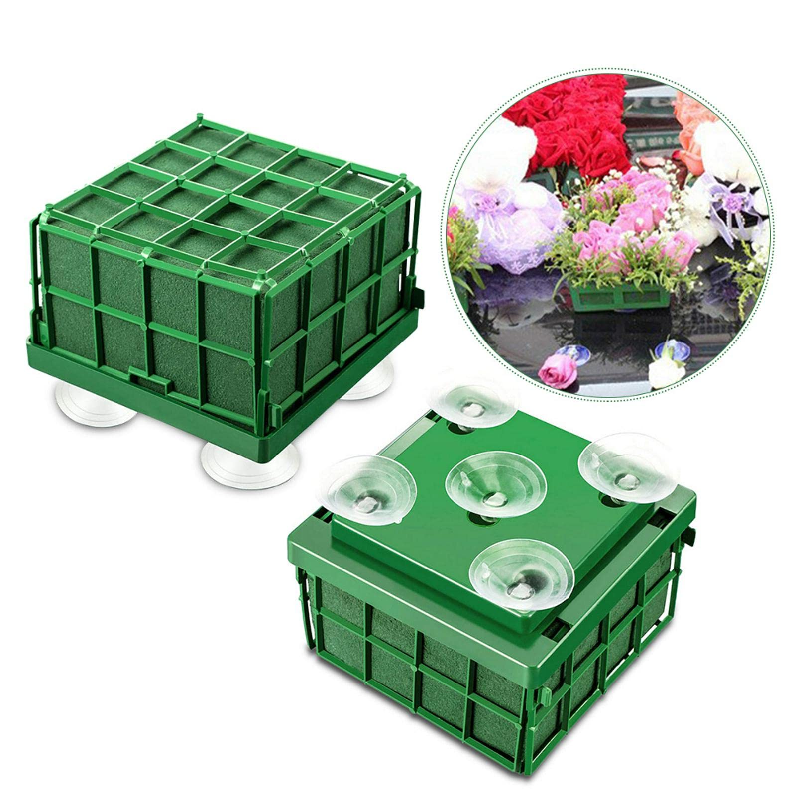 Klomveris 2pcs Floral Foam Cage for Flowers, DIY Rectangle Foam Cage Holder for Artificial & Fresh Flowers Flowers Bowl Table Centerpiece Floral Arrangement for Wedding, Home Decor, Party