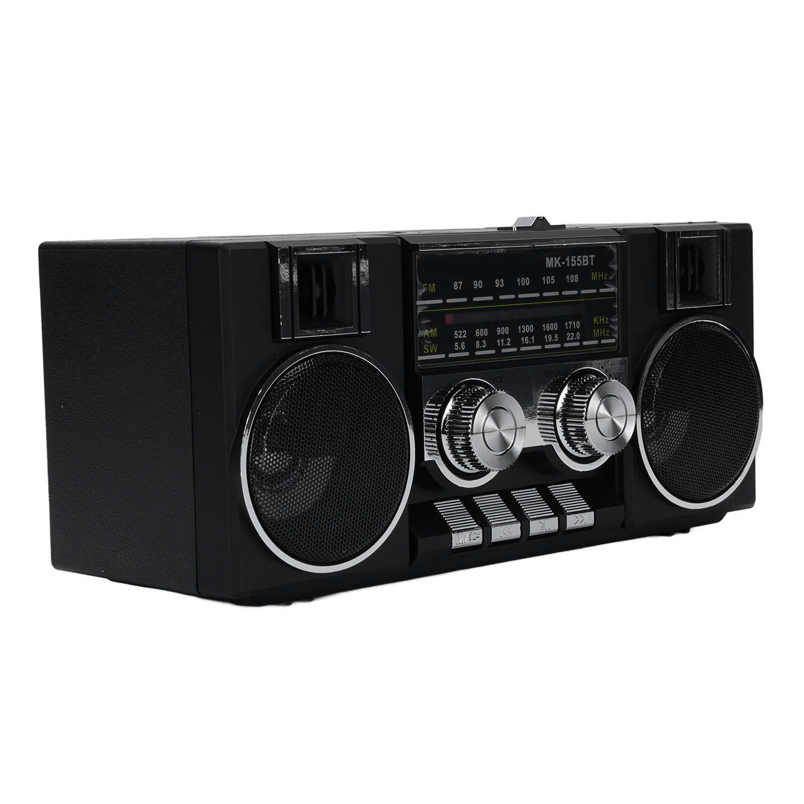 Radio FM Am SW Portátil, Banda Completa con Altavoz Bluetooth y Controladores Duales de 5 W para Baño de Garden (Negra)